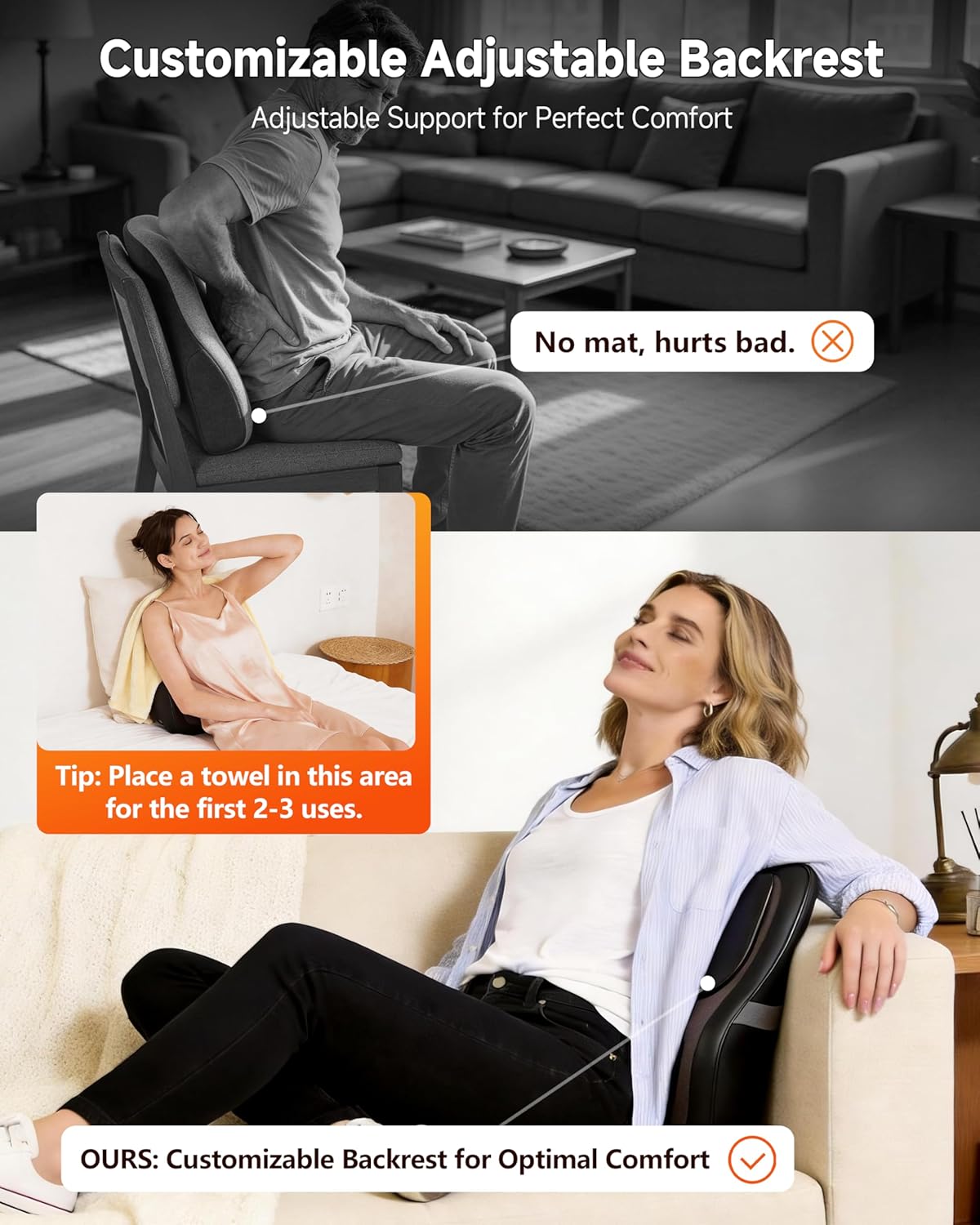 Back Massager with Heat, 3D Massage Pillow for Back, Neck, Shoulder,Leg, Shiatsu Back Massager for Pain Relief, Up&Down Lower Back Massage, Gifts for Women Men Dad Mom At Home Office Car (Black)