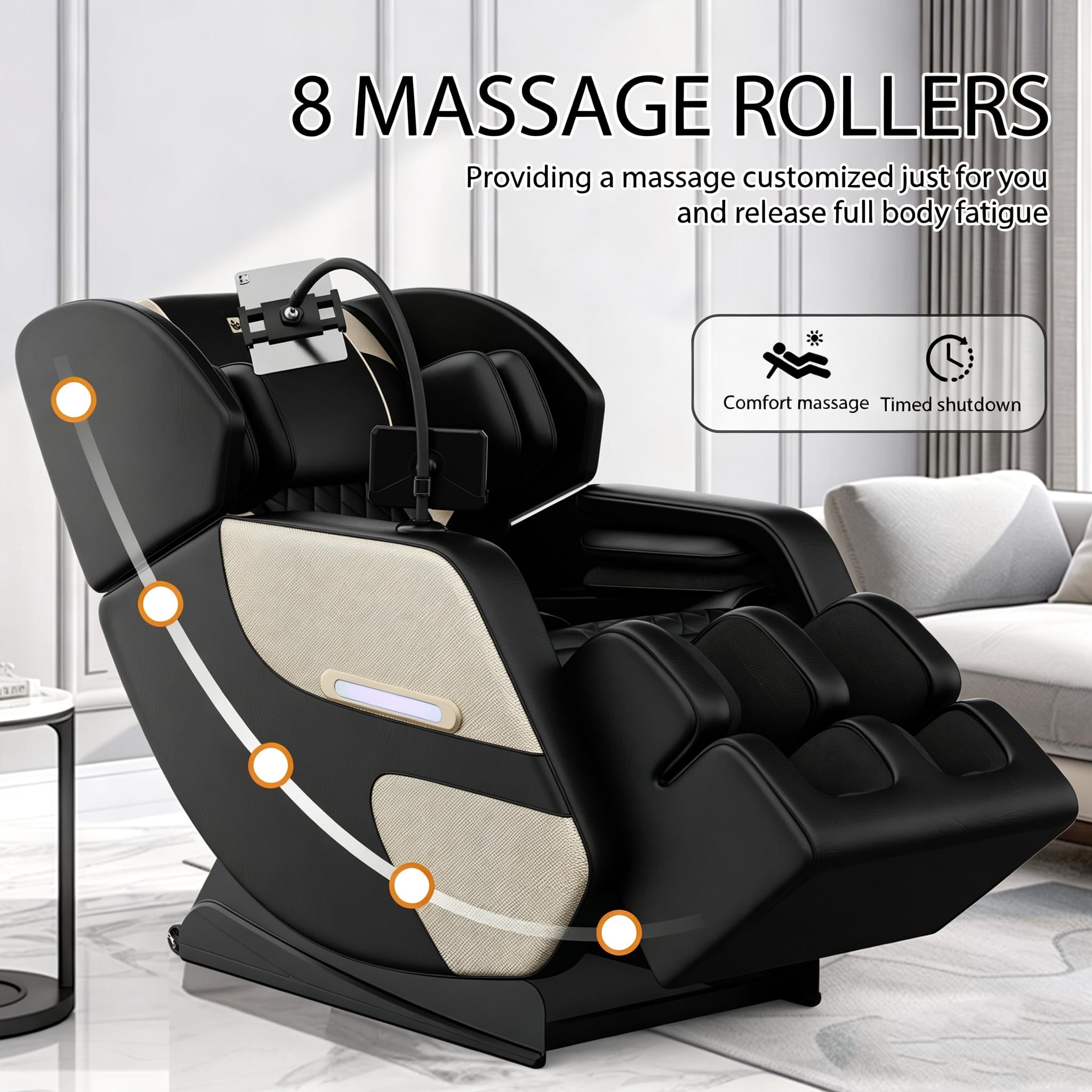2026 Massage Chair Full Body, Zero Gravity Massage Recliner Chair with Auto Modes, 8 Fix Point Rollers, Airbag, Foot Massage, Touch Screen Controller, Deep Yoga Stretch, Heating Function