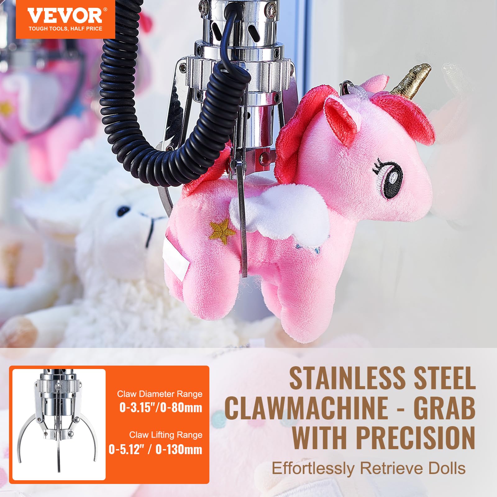VEVOR Claw Crane Machine, Medium-Sized Arcade Game Machine with Claw + Grabber Double-Layer, Light & Sound, Toy Candy Grabber Prize Dispenser Vending Toy, for Commercial Home Cinema, Black Purple