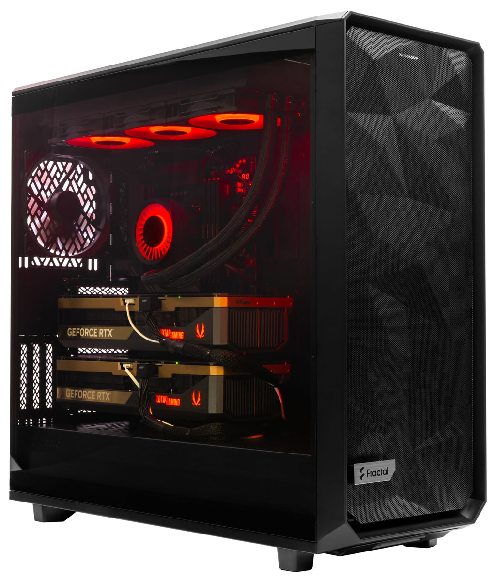 MES2X Dual GPU AI Workstation - AMD Ryzen 9-9950X3D2 16 core 4.3GHz - Dual GPU GeForce RTX 5090-8TB (2x4TB RAID) NVMe SSD - 256GB DDR5-1600W - Windows 11 Pro - Liquid Cooled