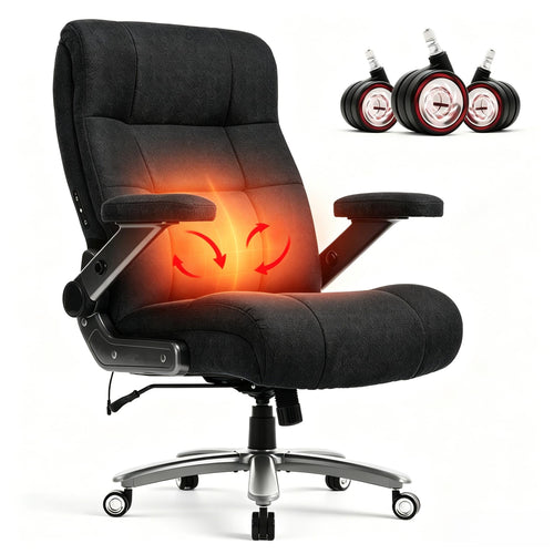 500lbs 3D Kneading Massage Office Chair with FootRest, Big and Tall Ergonomic Reclining Computer Gaming Chair, Padded Linkage Armrests, Heavy Duty Metal Base Executive Office Chair