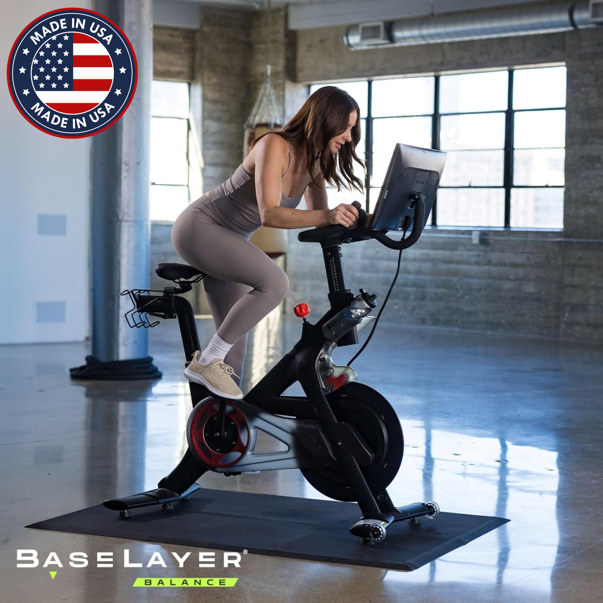 Baselayer Performance Series Interlocking Floor Tiles - Durable ½ in TPE (Rubber Like, NOT Foam, no Odor) - Gym Flooring for Weights & Heavy Equipment - Black, 15 SqFt (6 Pack) - Made in USA
