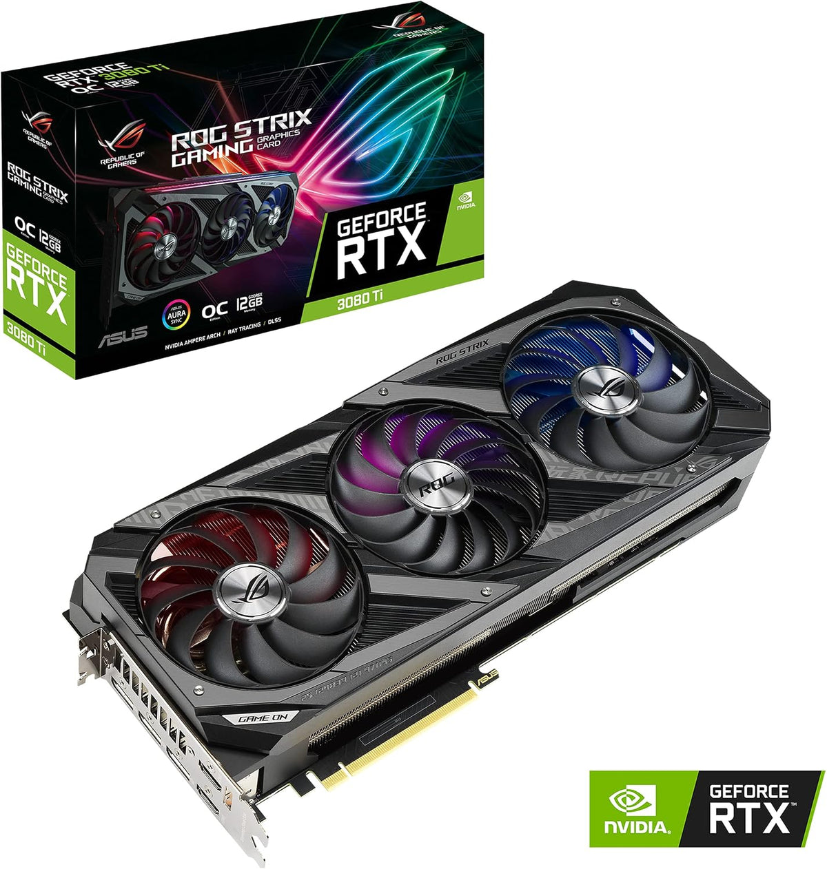 ASUS ROG Strix NVIDIA GeForce RTX 3080 Ti OC Edition Gaming Graphics Card (PCIe 4.0, 12GB GDDR6X, HDMI 2.1, DisplayPort 1.4a, Axial-tech Fan Design, 2.9-Slot, Super Alloy Power II, GPU Tweak II)