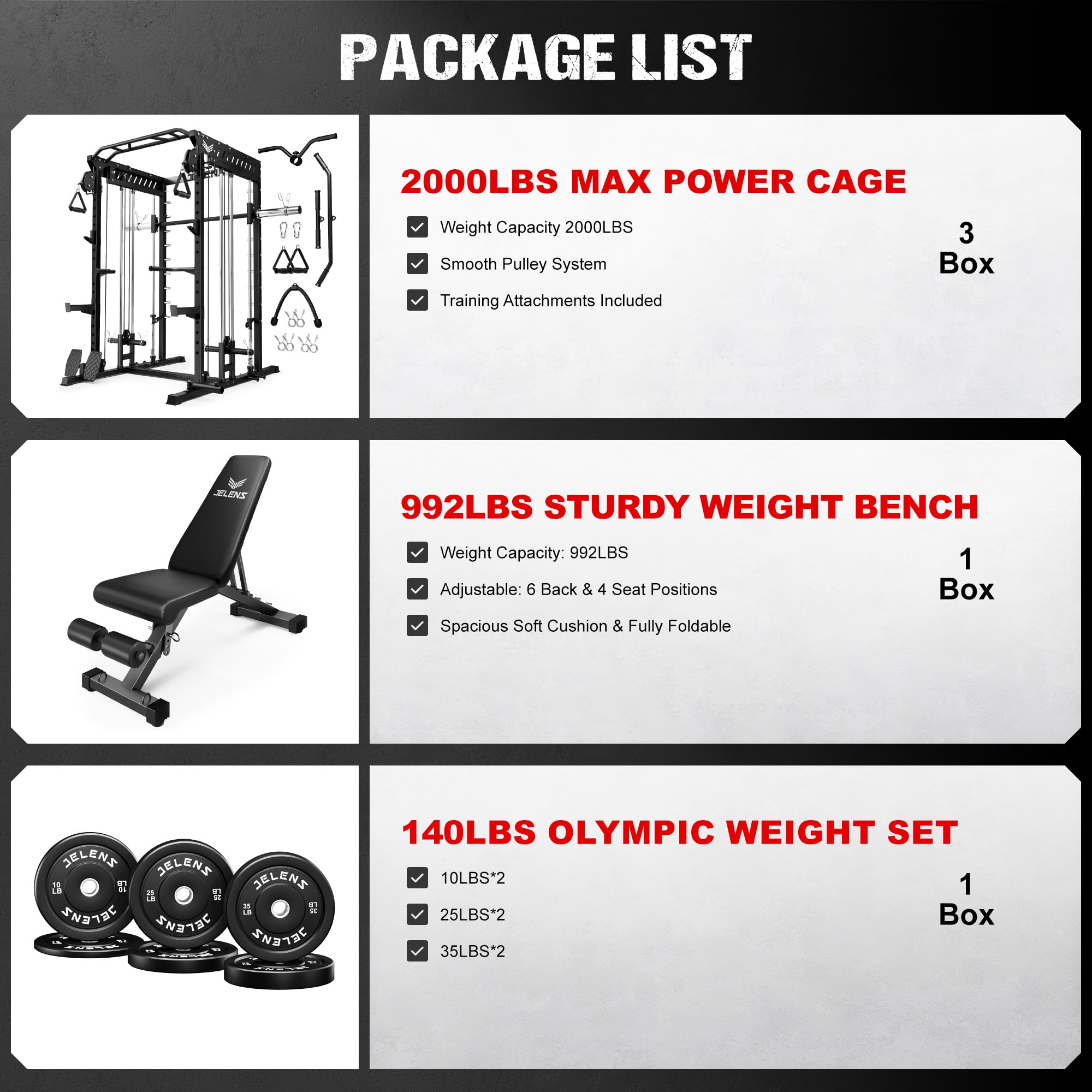 JELENS M21 Smith Machine, Multi-Function Power Cage with Dual Pulley Cable Crossover System, 2000LBS All-in-One Squat Rack with Smith Bar and Attachments for Home Gym