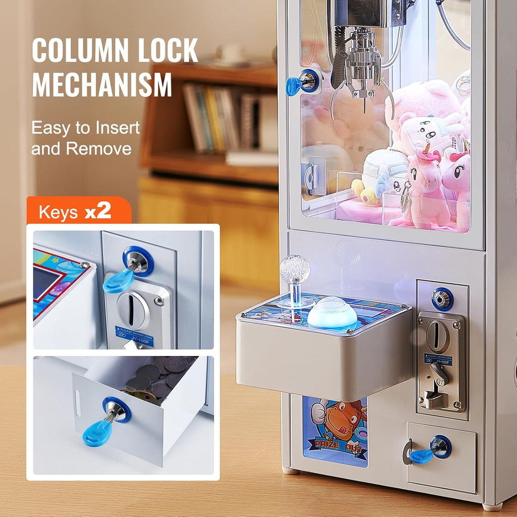 Happybuy Claw Machine, 0-3” Jaw Diameter, 0-5” Jaw Lift, Arcade Prize Grabber, Fun Vending Crane Toy for Kids, Boys & Girls, with Lights & Sound, Commercial Use, Dispenser, Colourful Design