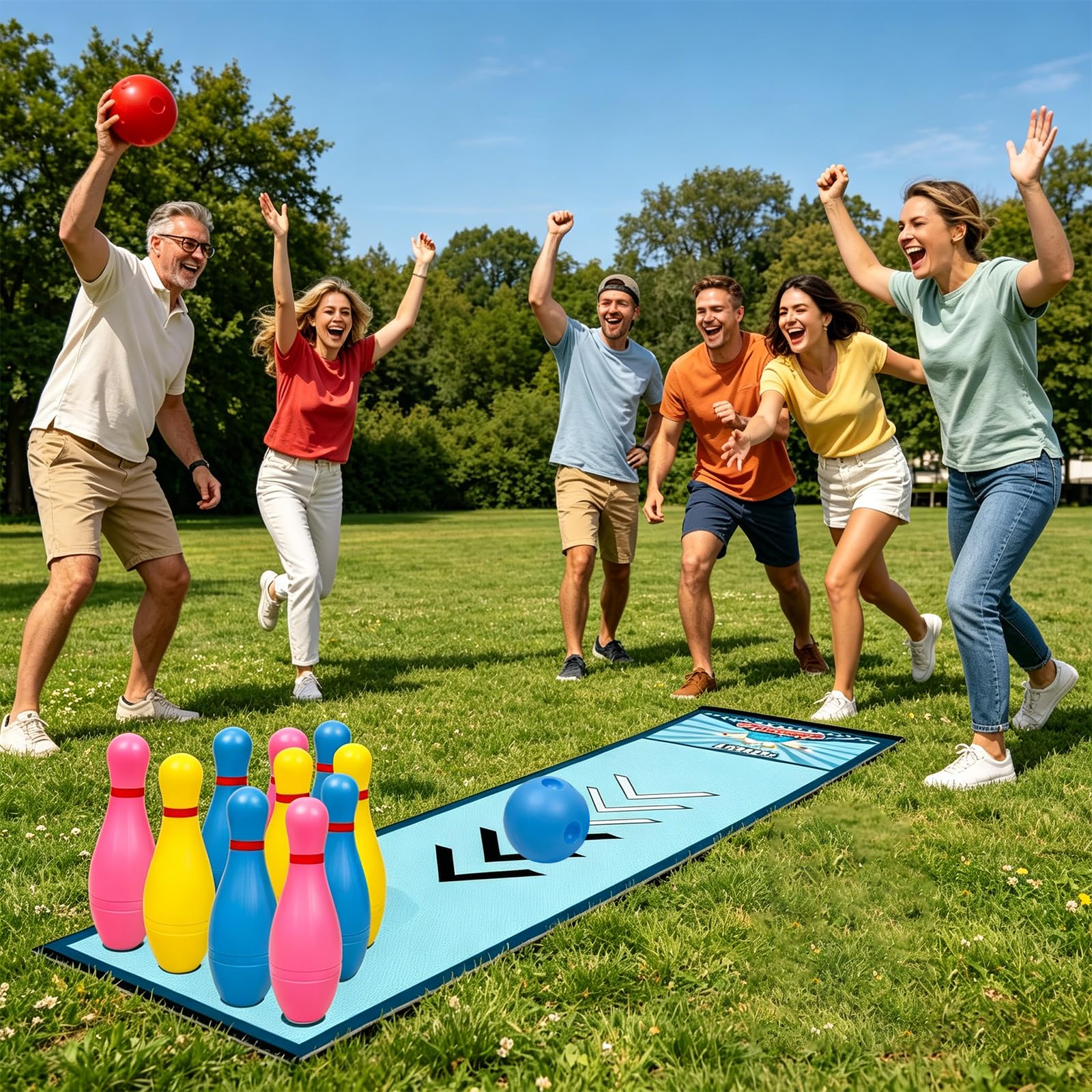 Mini Bowling Set Indoor Outdoor Indoor Bowling Set with Guide Arrow Mat Gold and Silver Medal Backpack Dispensing Suitable for Family Friends Family Party Entertainment