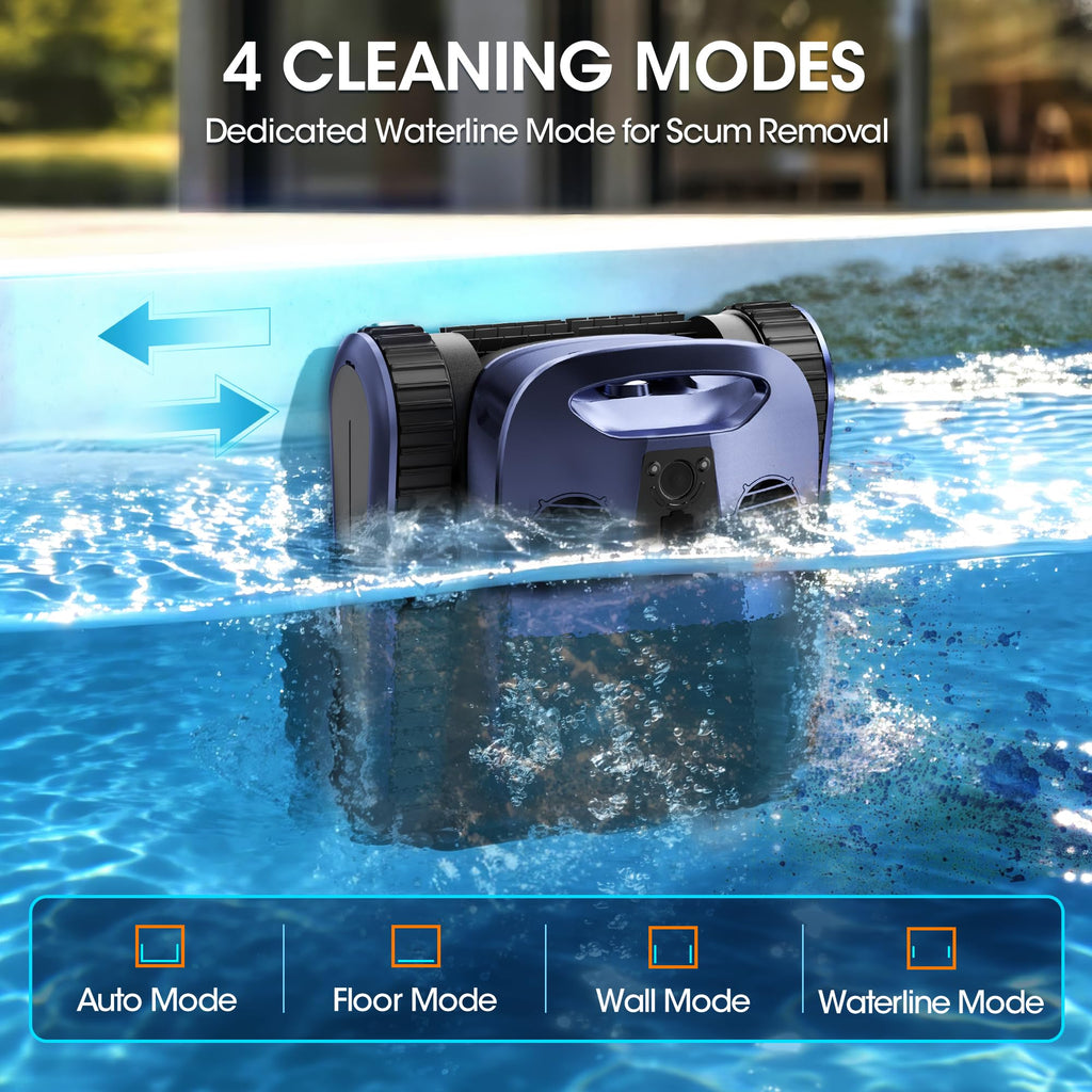 (2026 New) Pool Vacuum Robot - AI Smart Navigation, 360° Top-to-Bottom Cleaning, 4 Cleaning Modes, Over 3.5h Replaceable Battery Design, for Inground & Above-Ground Pools up to 3,200 Sq. Ft