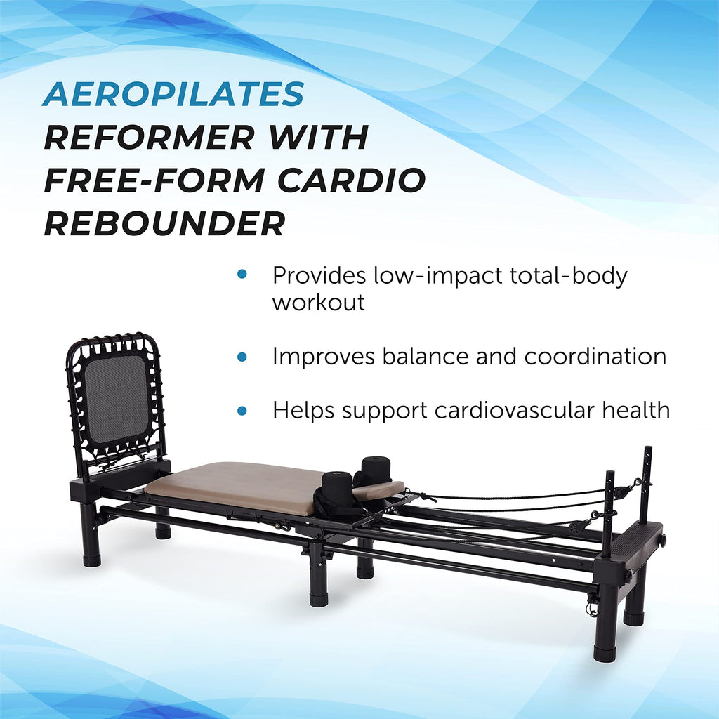 AeroPilates Reformer 651 with Free-Form Cardio Rebounder - Pilates Reformer Workout Machine for Home Gym - Up to 300 lbs Weight Capacity