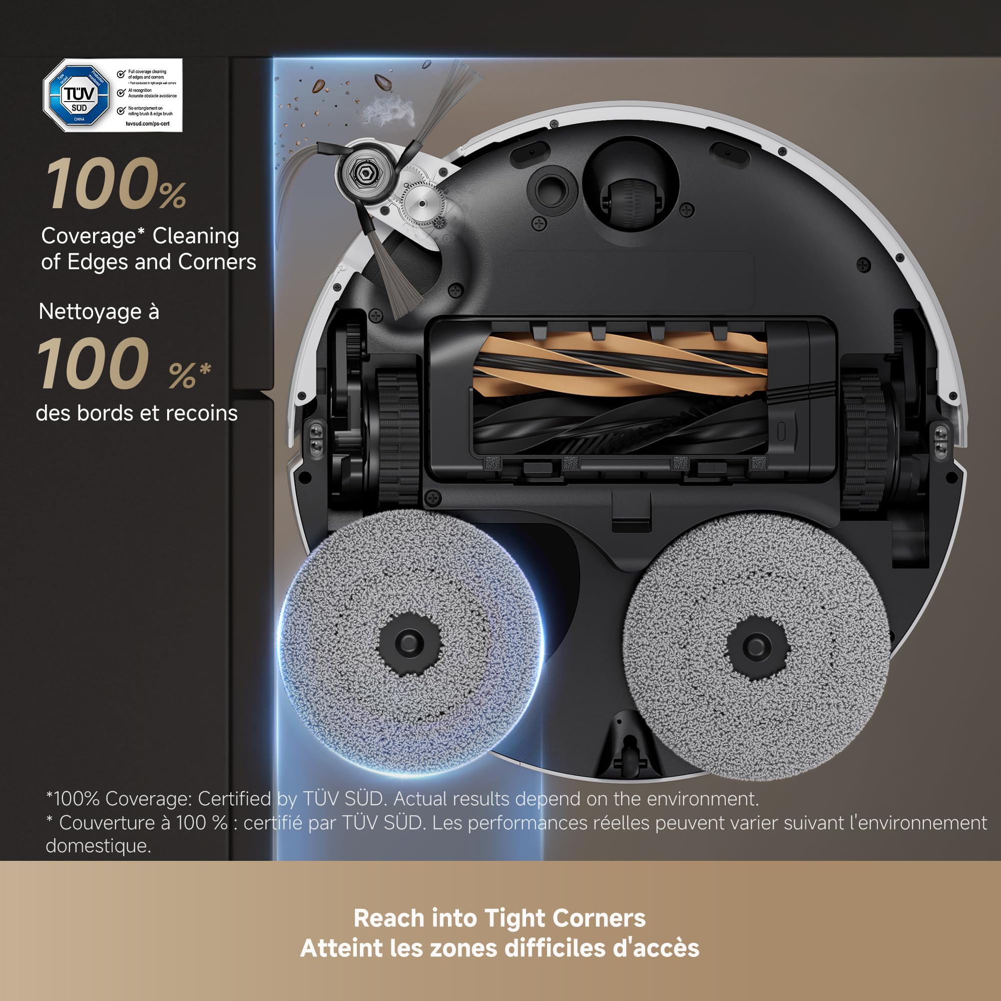 DREAME Aqua10 Roller AE Robot Vacuum, Roller Mop Fresh Water Mopping, Carpet-Safe Roller Guard, Auto-Empty, 30,000Pa Suction, 212℉ Hot Water Mop Washing, Hot Air Drying, 100% Detangling, Voice Control
