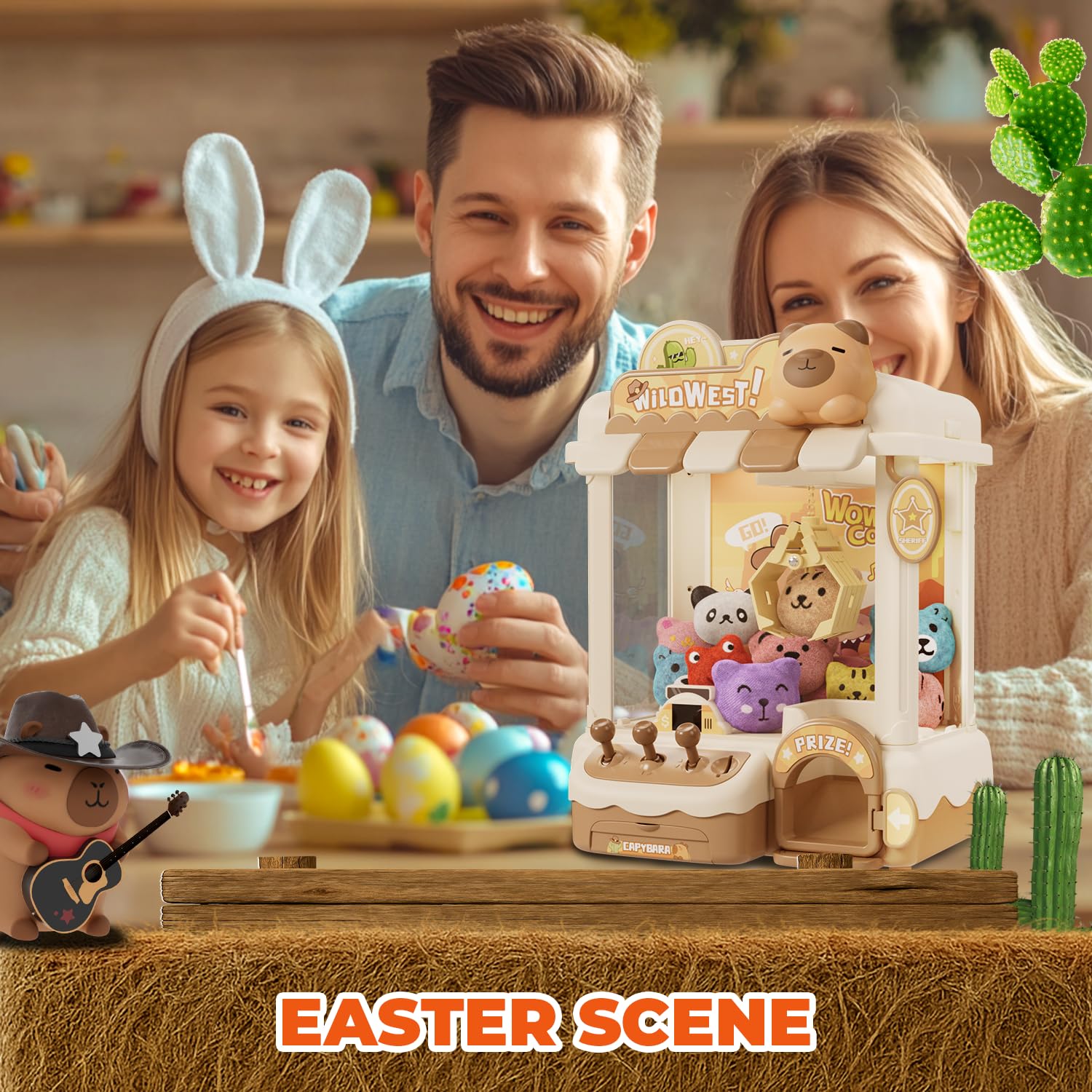 Unicorn Claw Machine for Kids, Arcade Prize Grabber with 20 Mini Plush Toys and 20 Capsules, 3-Lever Controls, Lights and Music, Gift for Ages 3 and Up
