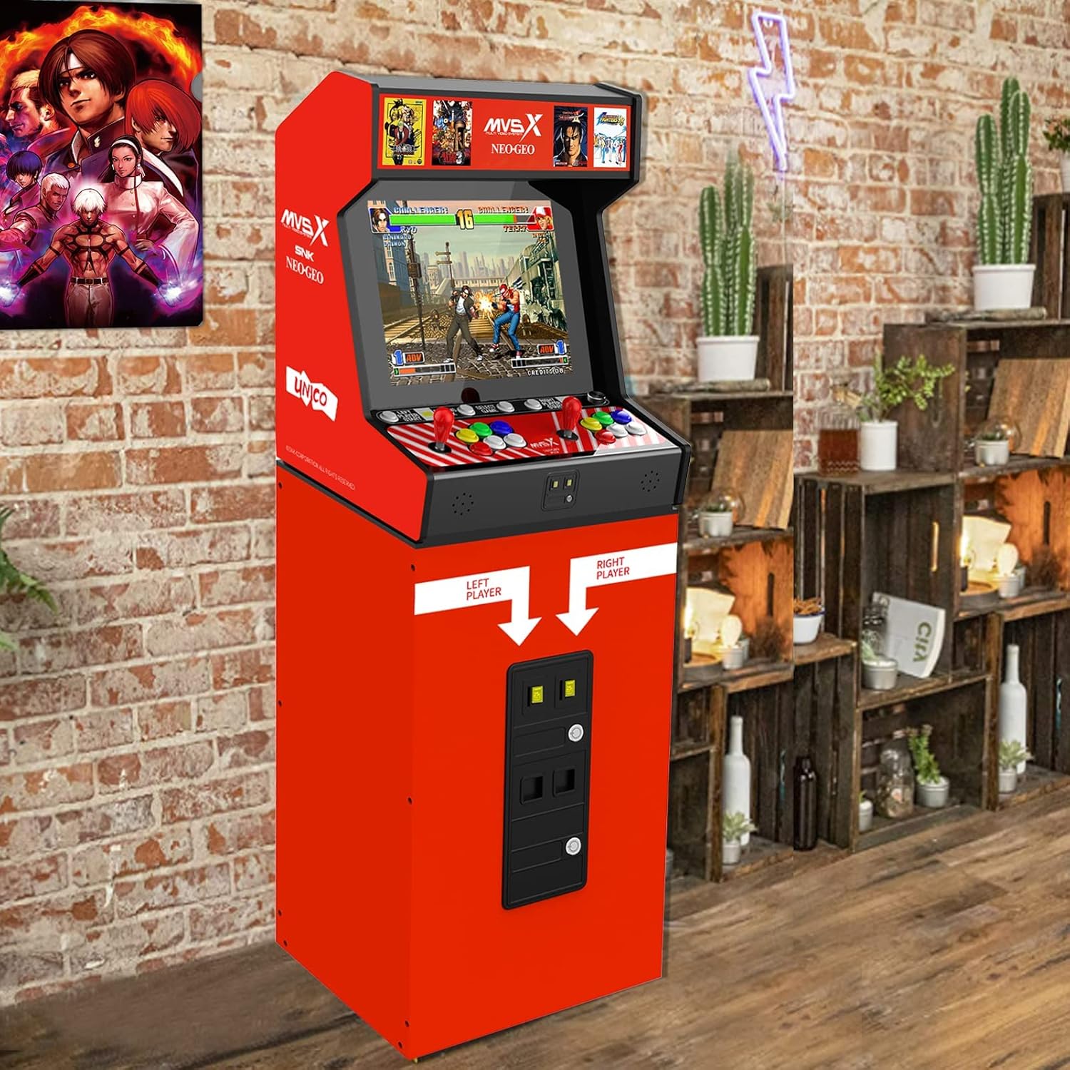UNICO MVSX Home Arcade with 50 Pre-Loaded SNK Retro Games, 17" Screen Home Entertainment Arcade with 2 Joysticks, Including The King of Fighters/Samurai/Metal Slug and More