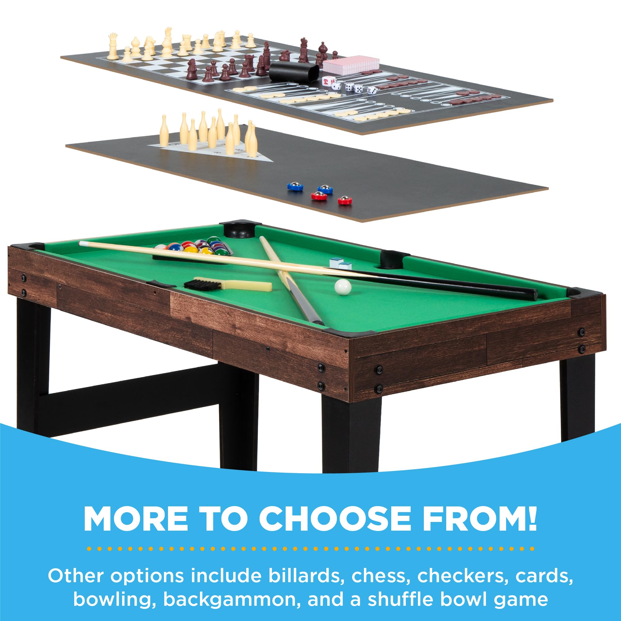 Best Choice Products 2x4ft Combo Game Table Set for Home, Game Room, Friends & Family w/Hockey, Foosball, Pool, Shuffleboard, Ping Pong, Chess, Checkers, Bowling, and Backgammon