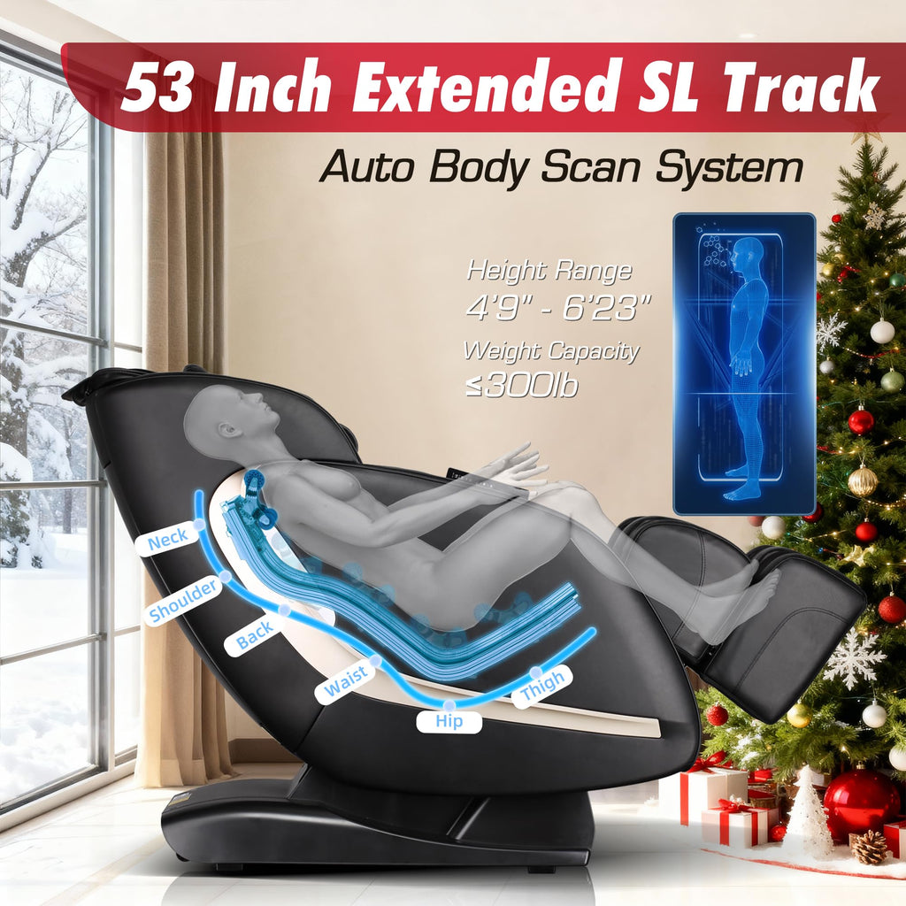 EASPEARL Massage Chair Full Body,53.15in SL-Track,Zero Gravity Massage Chair with Heat, Auto Footrest,OTA Upgraded 24 Auto Modes,LCD Screen,36 Airbags, Bluetooth&APP Control, Shiatsu&Thai Stretch