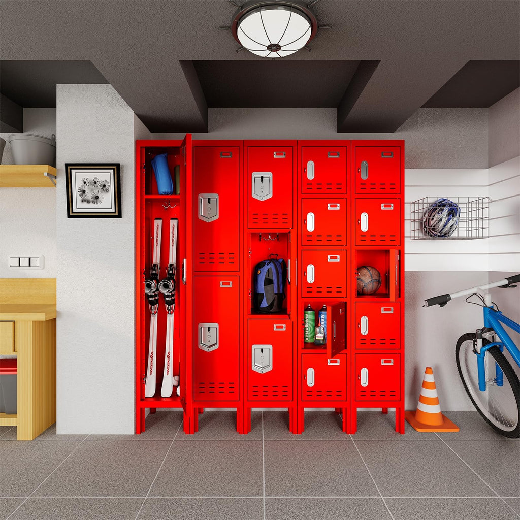 BUTISOW Metal Lockers - 66" Height Steel Lockers for Employees with 5 Door Storage Locker with Card Slot for Employees Gym School Home Office Garage - Assembly Required