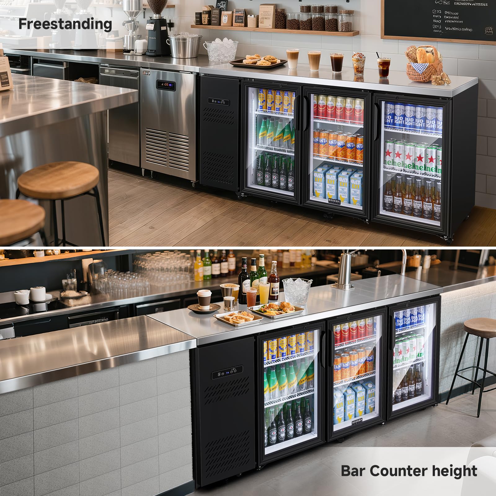 BODEGACOOLER Commercial Beverage Refrigerator with Glass Door,12.5 Cu.Ft Display Merchandiser Drink Refrigerator,Upright Commercial Bar Fridge,Display Drink Cooler,Soft LED Light,Romovable Shelves