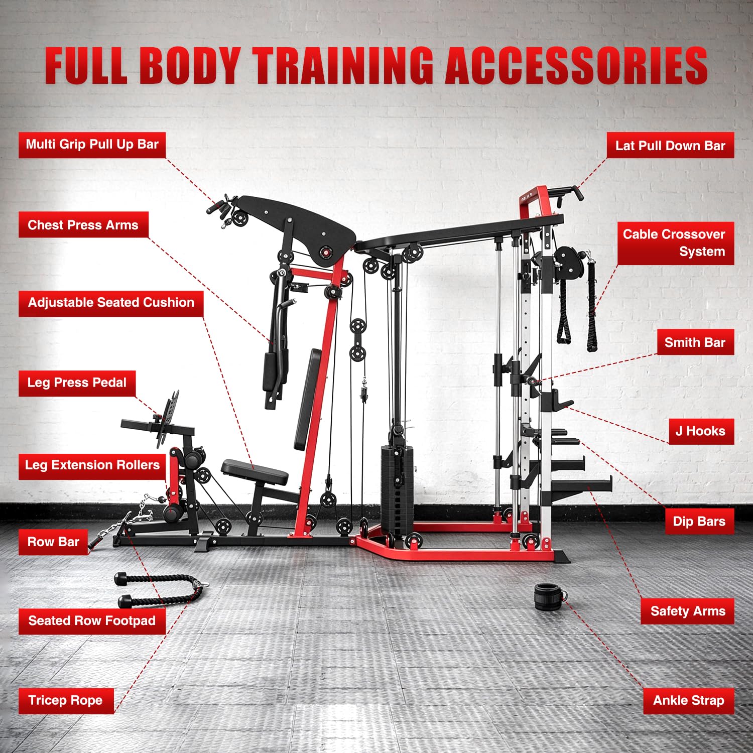 SPART All-in-One Home Gym Workout Station,Smithe Machine Home Gym Power Cage,Professional Functional Trainer for Couples & Family Strength Training,Leg Press, LAT Station for Full Body Training