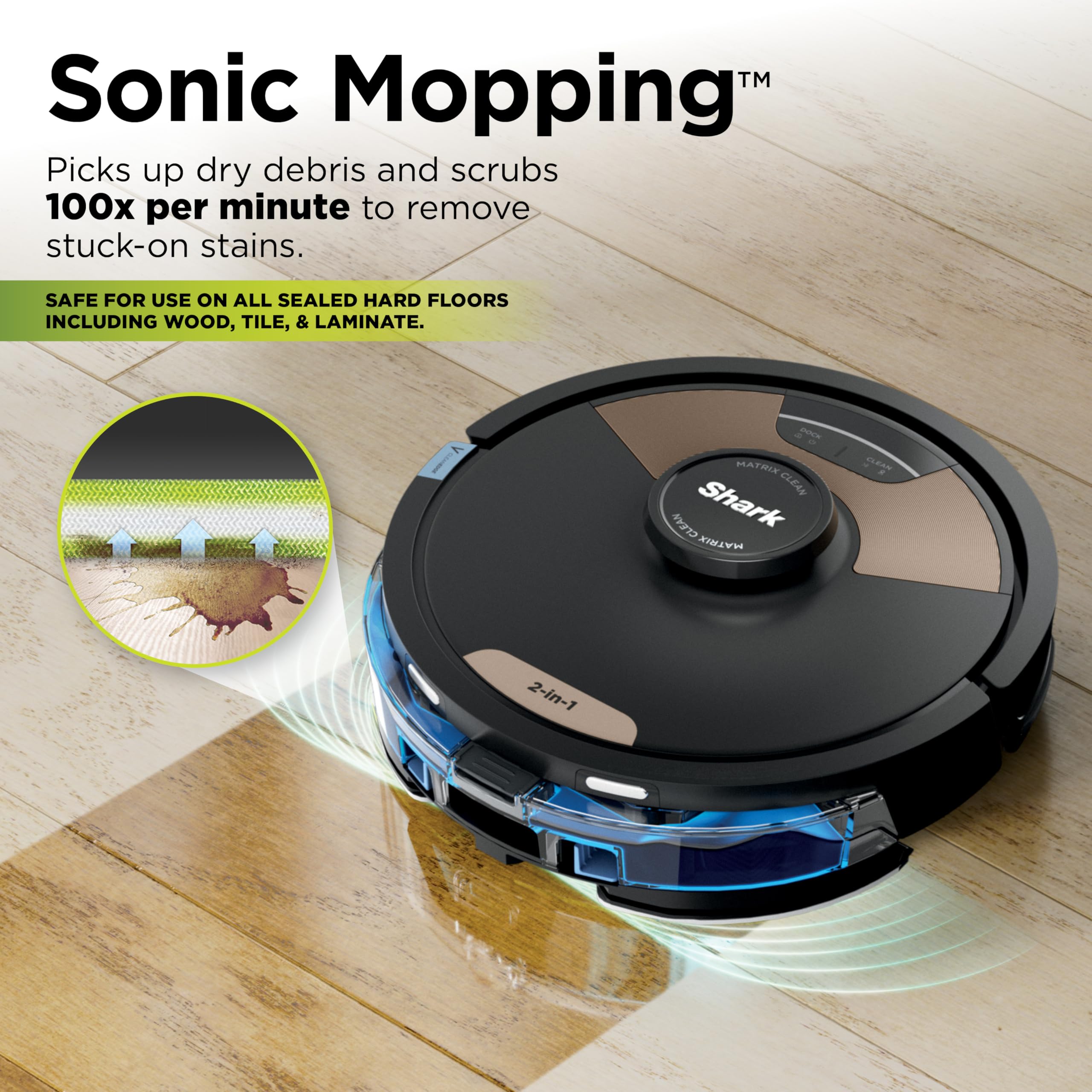 Shark Matrix Plus | 2-in-1 Robot Vacuum & Mop for Carpets & Hard Floors | Sonic Mopping & Powerful Suction for Pet Hair | Self-Empty Base | 60-Day Capacity | HEPA | LiDAR Nav | Black/Gold | AV2610WA