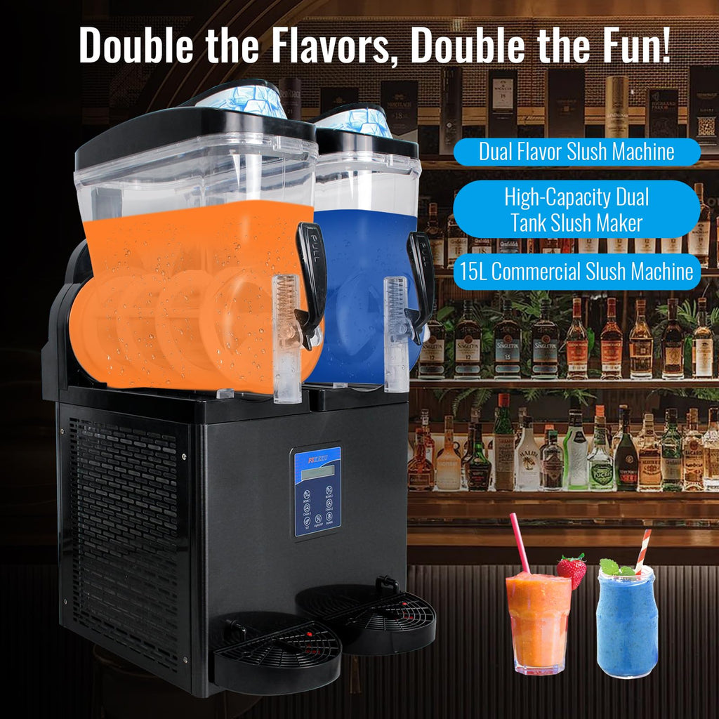 12 Gal Slushie Machine Commercial, 2 Modes 1200W 45L, Margarita Machine Slushie Maker, Stainless Steel for Home Restaurant Bar 115V 60Hz