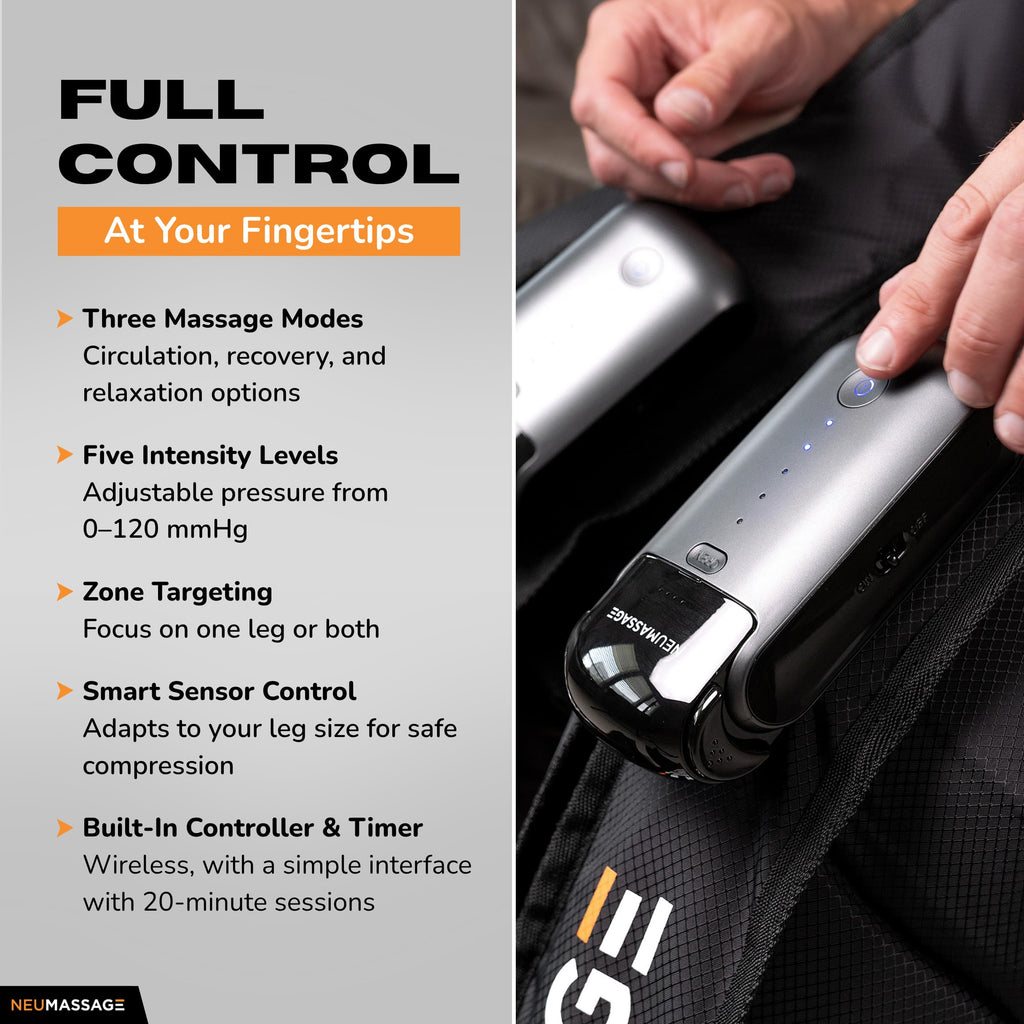 Professional Leg Compression Massager Recovery System | Cordless Rechargeable Air Recovery Boots with Sequential Compression | Fast Recovery & Improved Circulation [Large, Black]