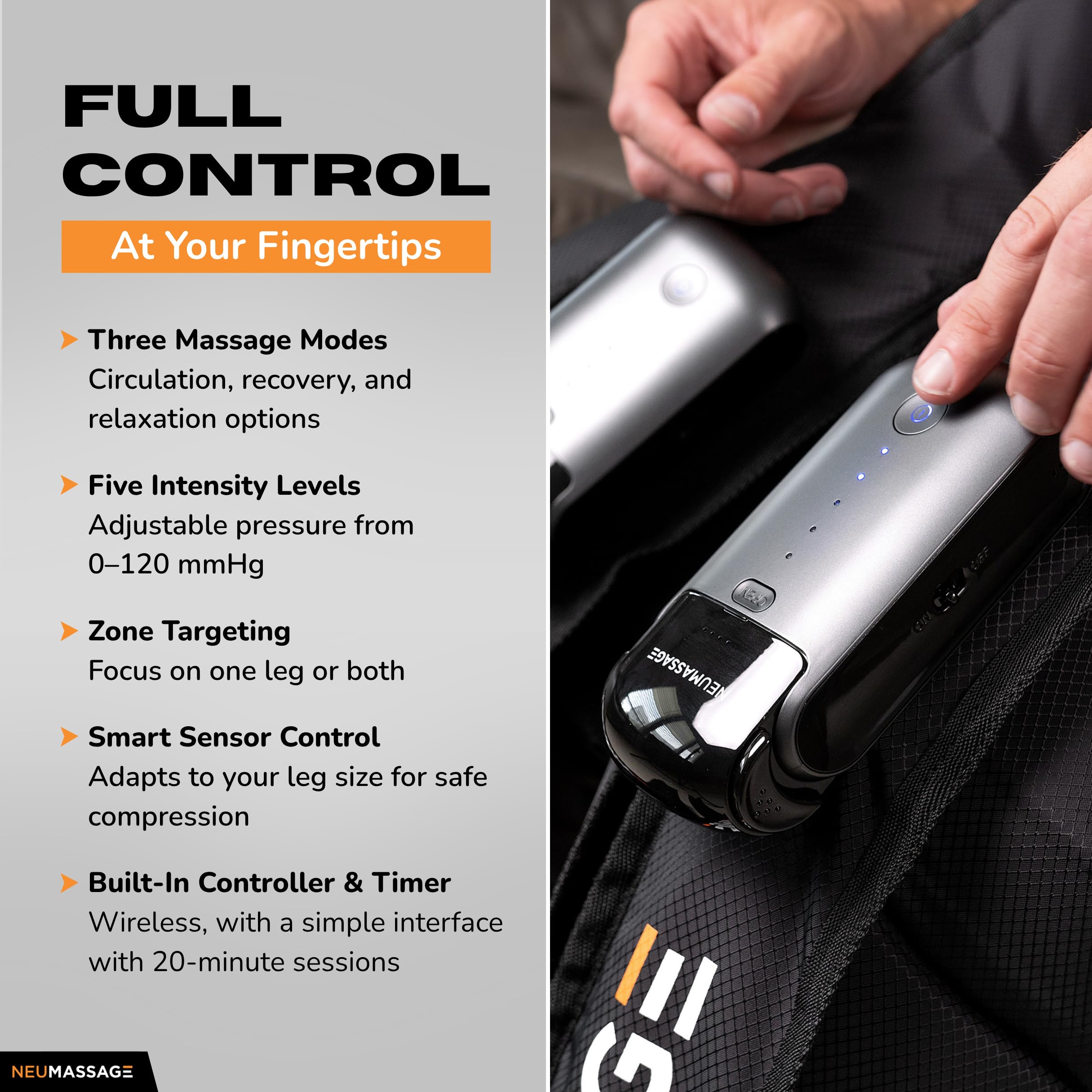 Professional Leg Compression Massager Recovery System | Cordless Rechargeable Air Recovery Boots with Sequential Compression | Fast Recovery & Improved Circulation [Large, Black]