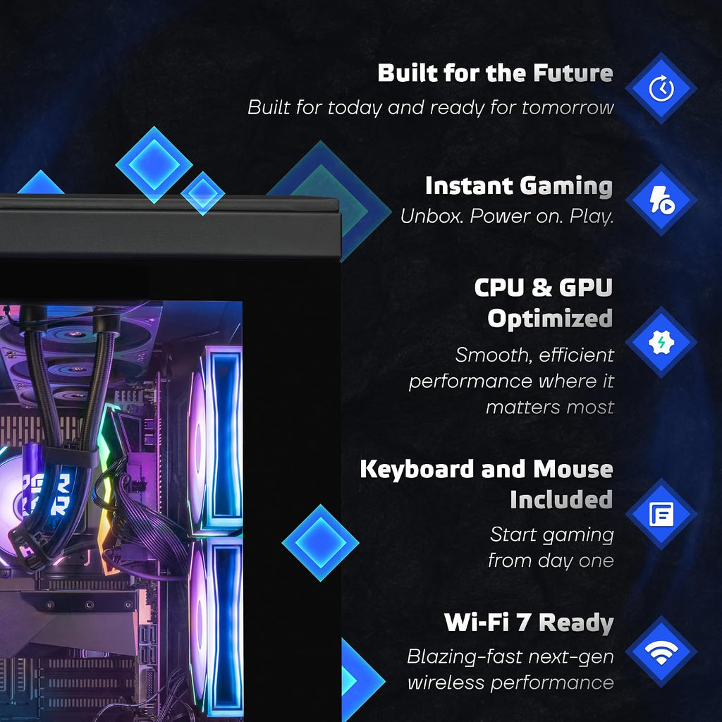 Ultra Black Plus Gaming PC Desktop Computer, Intel Core Ultra 9 285k, GeForce RTX 5080, 64GB DDR5, 1TB SSD, 360 LCD Liquid Cooler, Windows 11 Home, RGB Lighting, Ready to Use