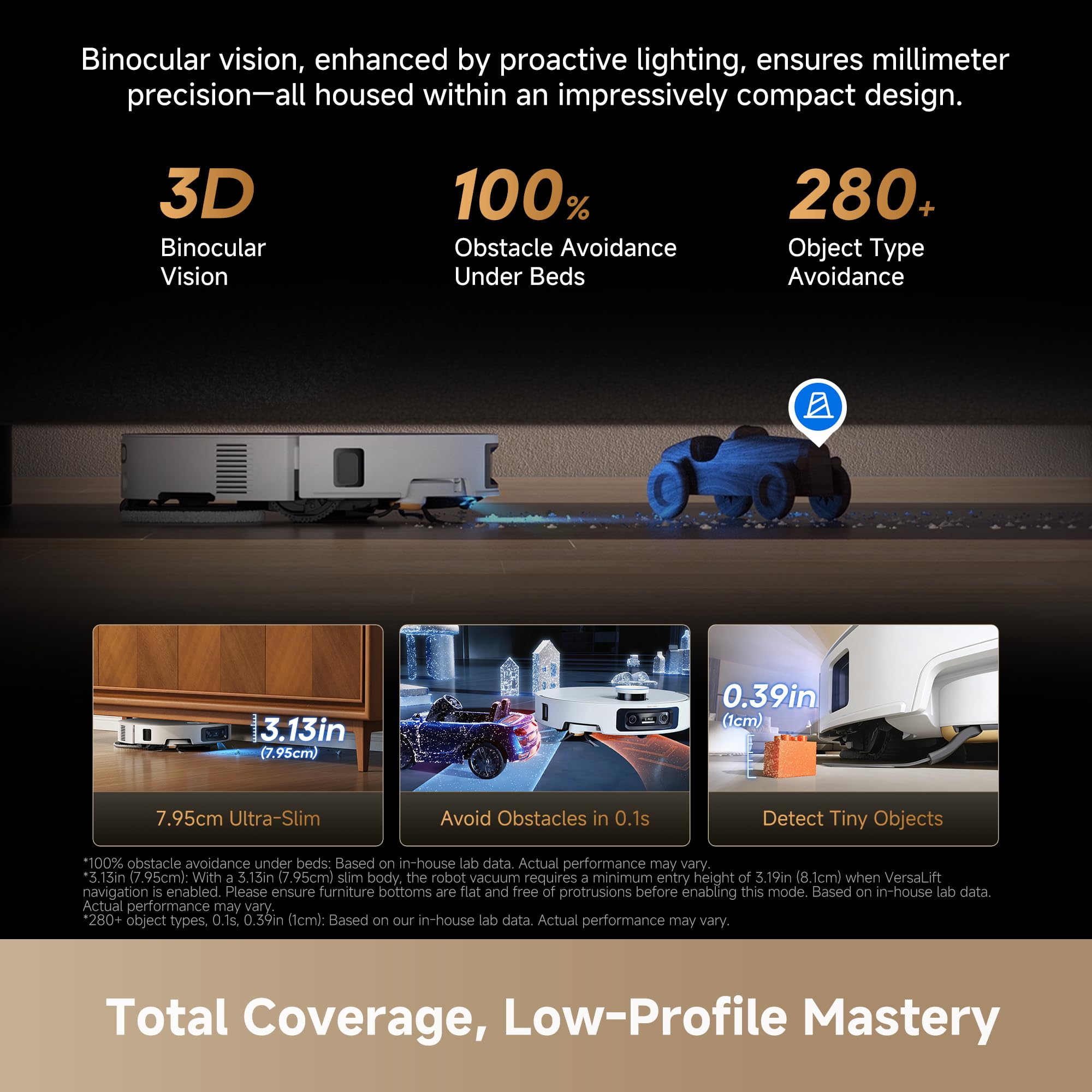 DREAME X60 Max Ultra Complete Robot Vacuum and Mop, Ultra-Thin Design, 35,000Pa Suction, Self Emptying&Refilling, Mop Self-Cleaning, 280+ Obstacle Avoidance, White