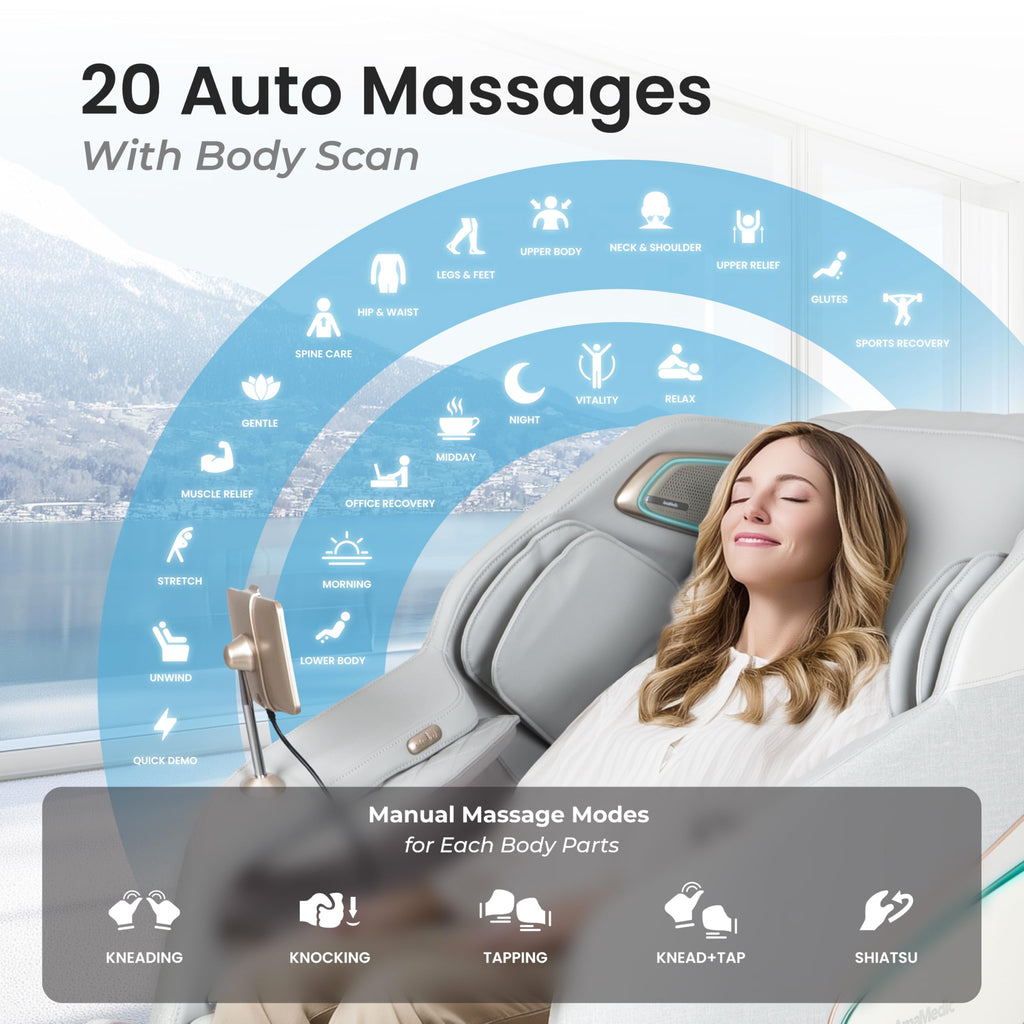 AmaMedic Osaki Haven 4D. Massage Chair Full Body, AI Health Detection, Intelligent Voice Control, Body Scan Technology, SL Track, Zero Gravity Reclining, Professional Massage Chair (Taupe)