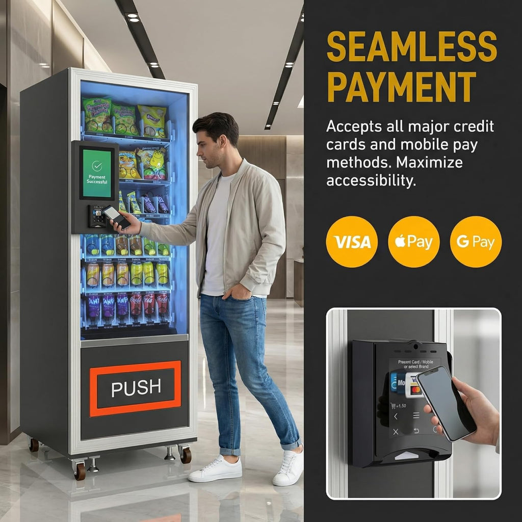 Mini Commercial Vending Machine with Card Reader Snack and Drink Combo 36 Slots Refrigerated Vending Machines for Business