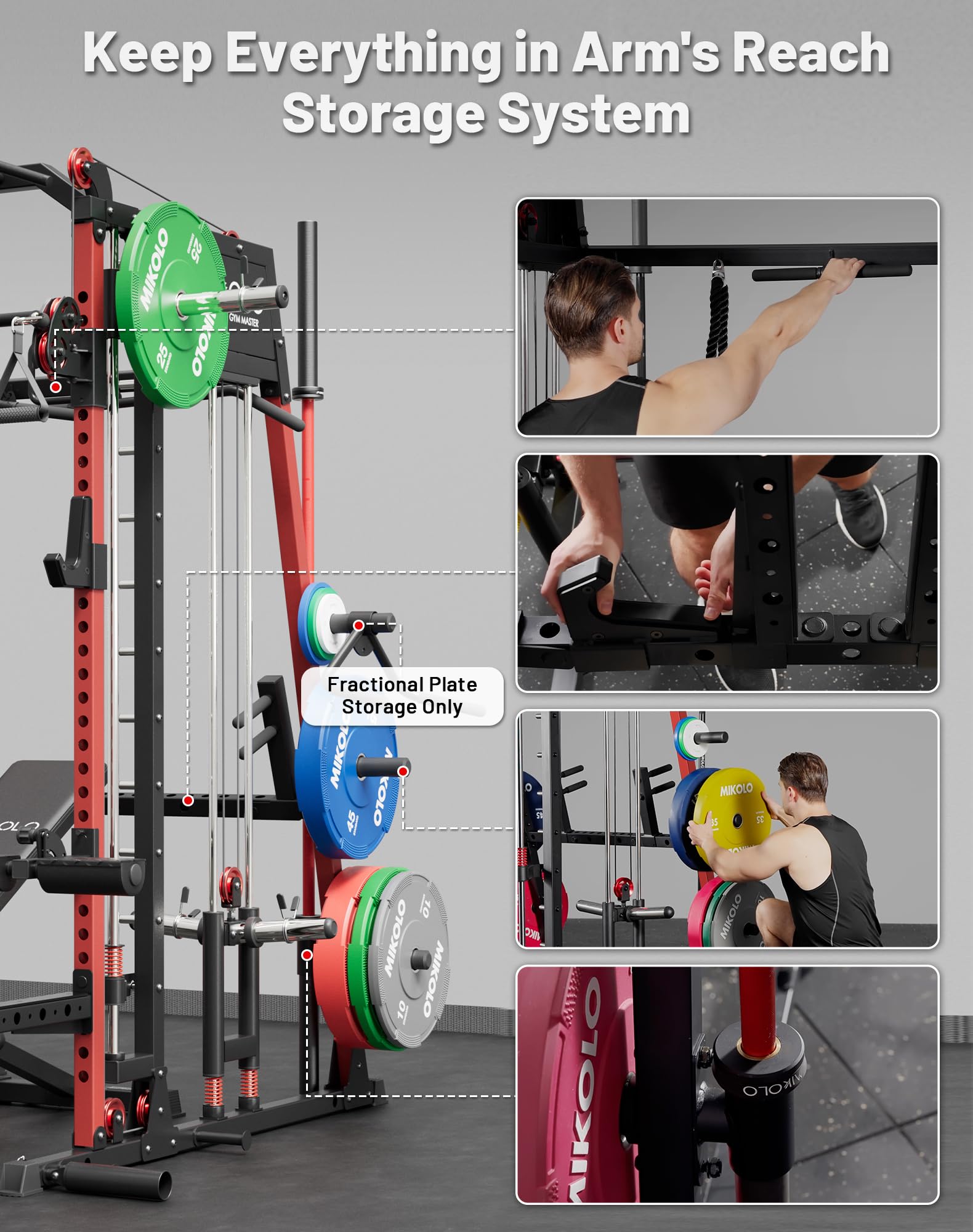 Mikolo M4 2.0 Smith Machine, All-in-One Home Gym Power Cage with LAT Pulldown & Cable Crossover, Squat Rack for Full Body Workouts