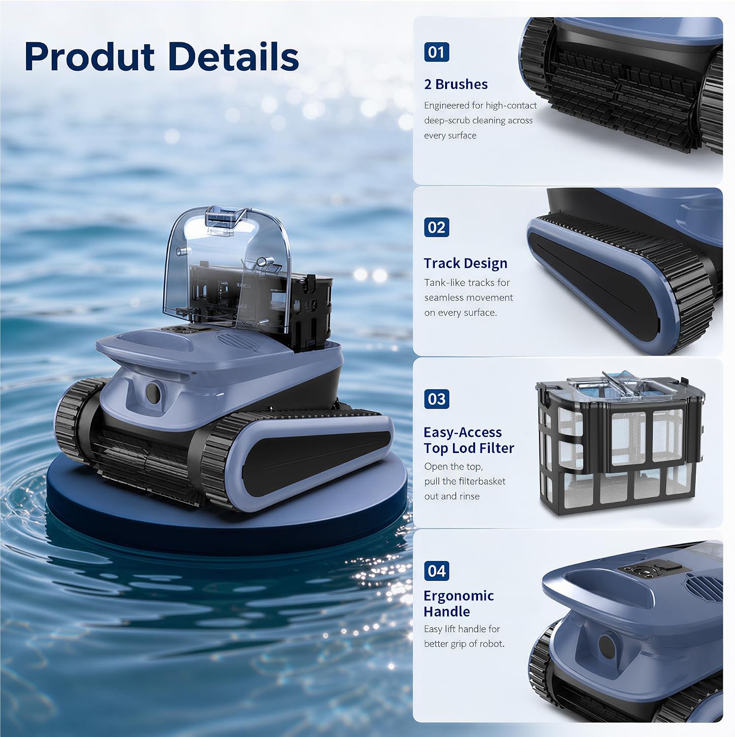 (2026 New) Cordless Robotic Pool Cleaner, 240-Min Wall-Climbing Automatic Pool Vacuum with Dual-Motors, Smart Navigation, Ideal for Inground/Above Ground Pools up to 3,230 Sq.ft