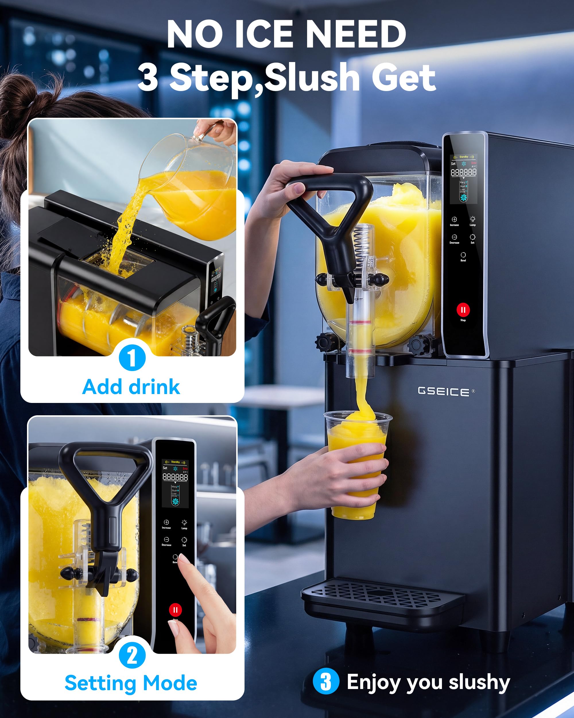 8L/2.1Gal Slushie Machine for Commercial & Home Use, Frozen Drink Maker for Slushy,Margaritas,Frappés,Milkshake and More