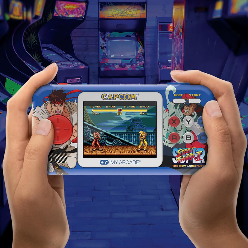 My Arcade Street Fighter II Pocket Player Bundle: 2 Classic Games,Officially Licensed, Portable Gaming Console,Travel Case, Screen Protector Included