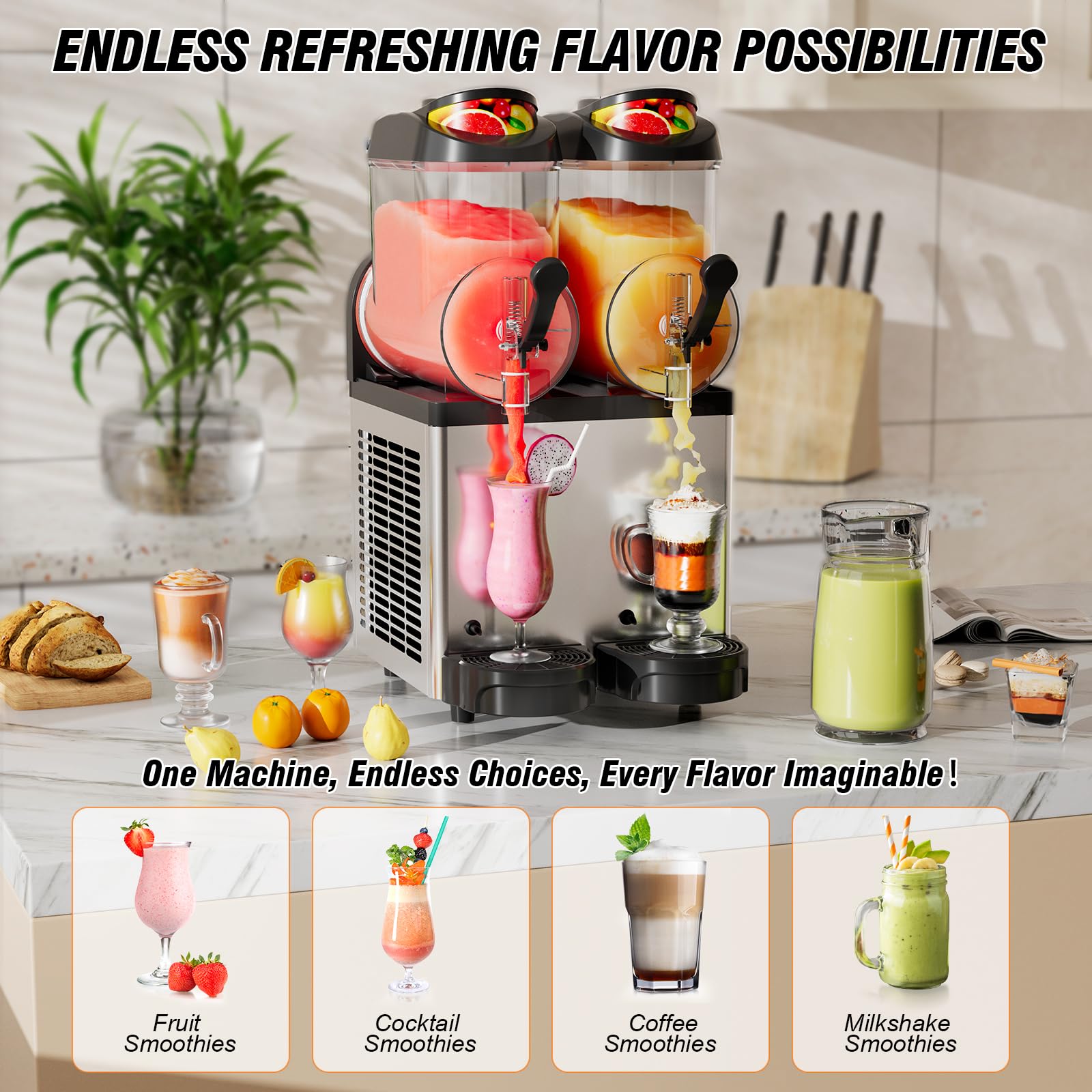 Ultimate Commercial Slushy Machine – 12X3 Tank Stainless Steel Slush Machine,Commercial Frozen Drink Maker for Juices, Margaritas, and Cocktails – Ideal for Bars and Restaurants