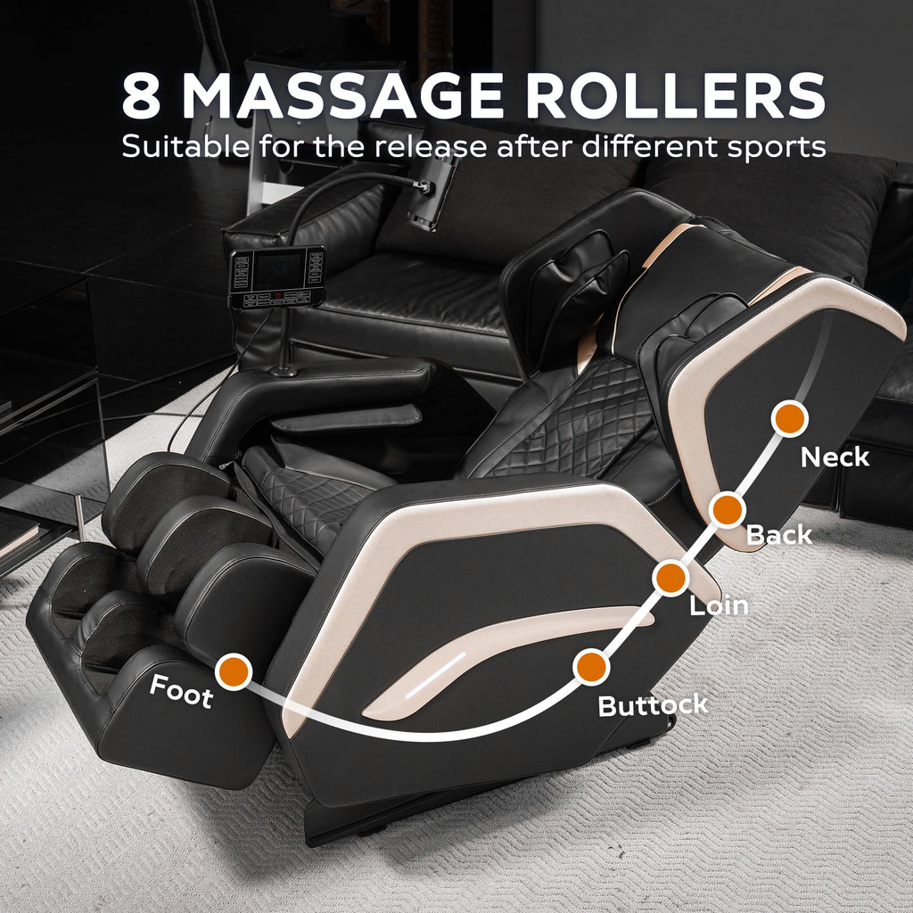 Massage Chair Full Body, Zero Gravity Recliner Massage Chair with Back Heat, 8 Fixed Rollers, Foot Massage, Airbags, Touch Screen for Home and Office