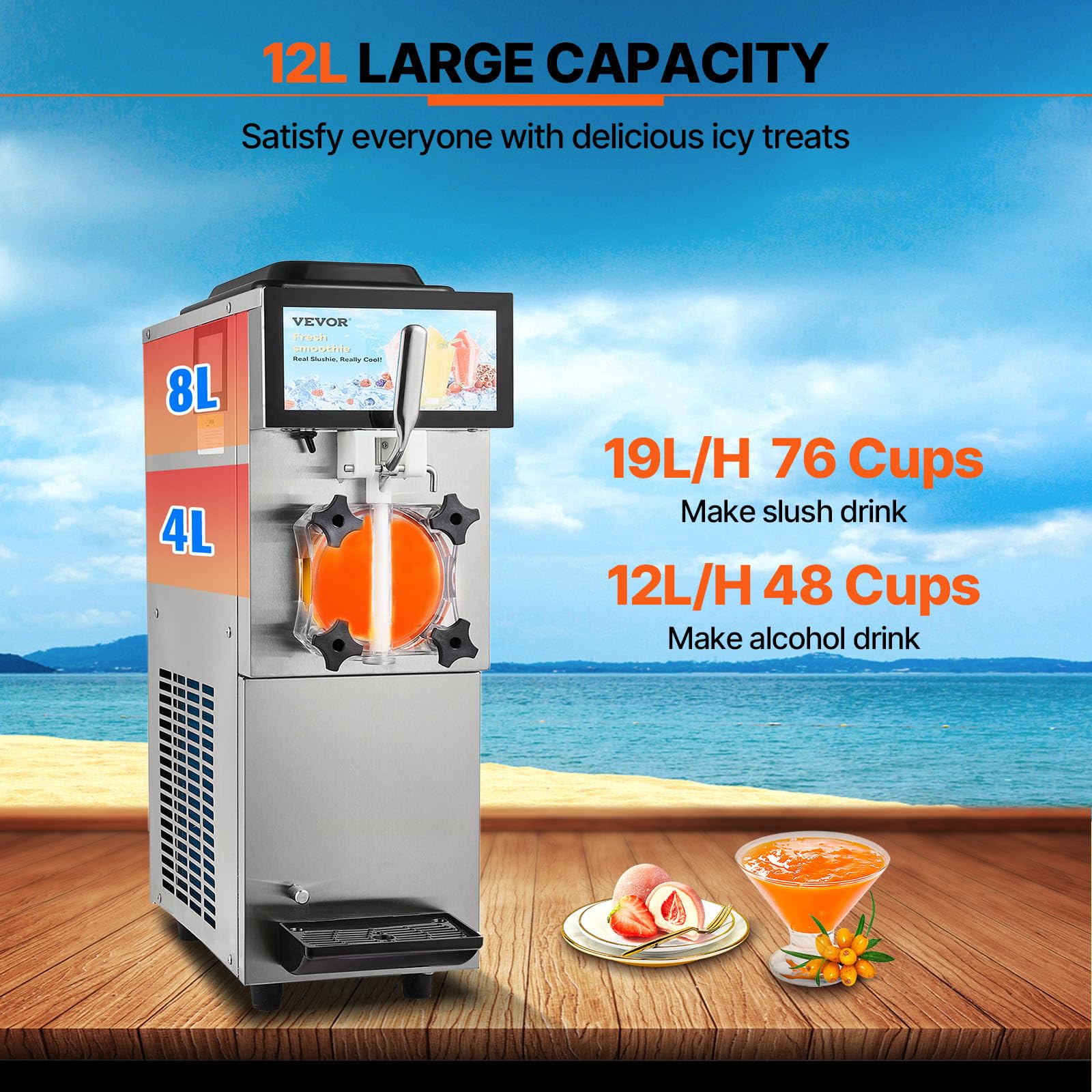 VEVOR Commercial Slushy Machine, 2 x 12L / 3.17 Gal Double Tanks, Cool and Freeze Modes, Stainless Steel Margarita Smoothie Frozen Drink Maker, Slushie Machine for Party Cafes Restaurants Bars Home