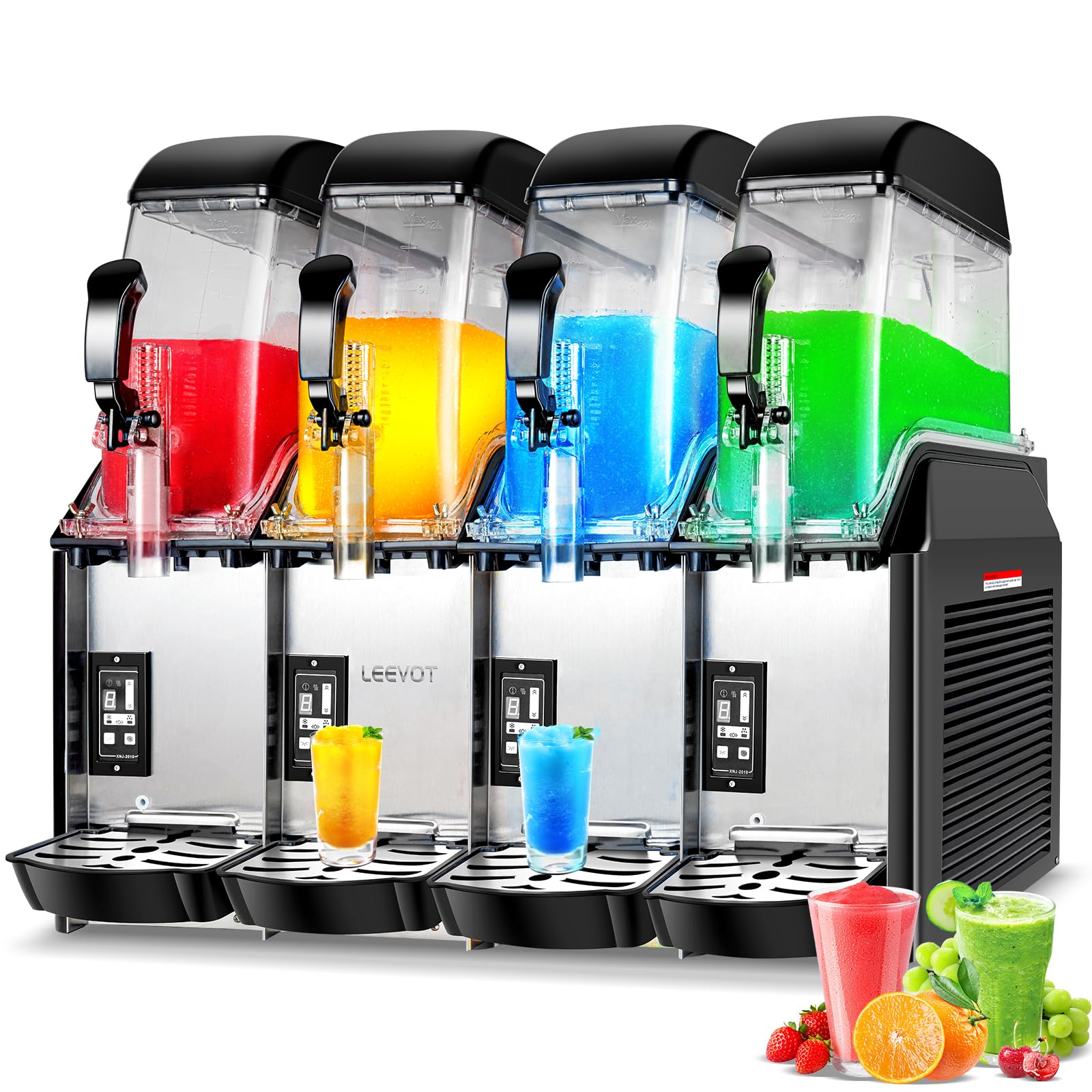 Slushy Machine,15L x2 Double Tanks Comercial Margarita &Slushie Machine,120+ Cups 1000W 110V Electric Large Daiquiri Machine with Self-cleaning Mode,for Home Party Restaurants Cafe Bars