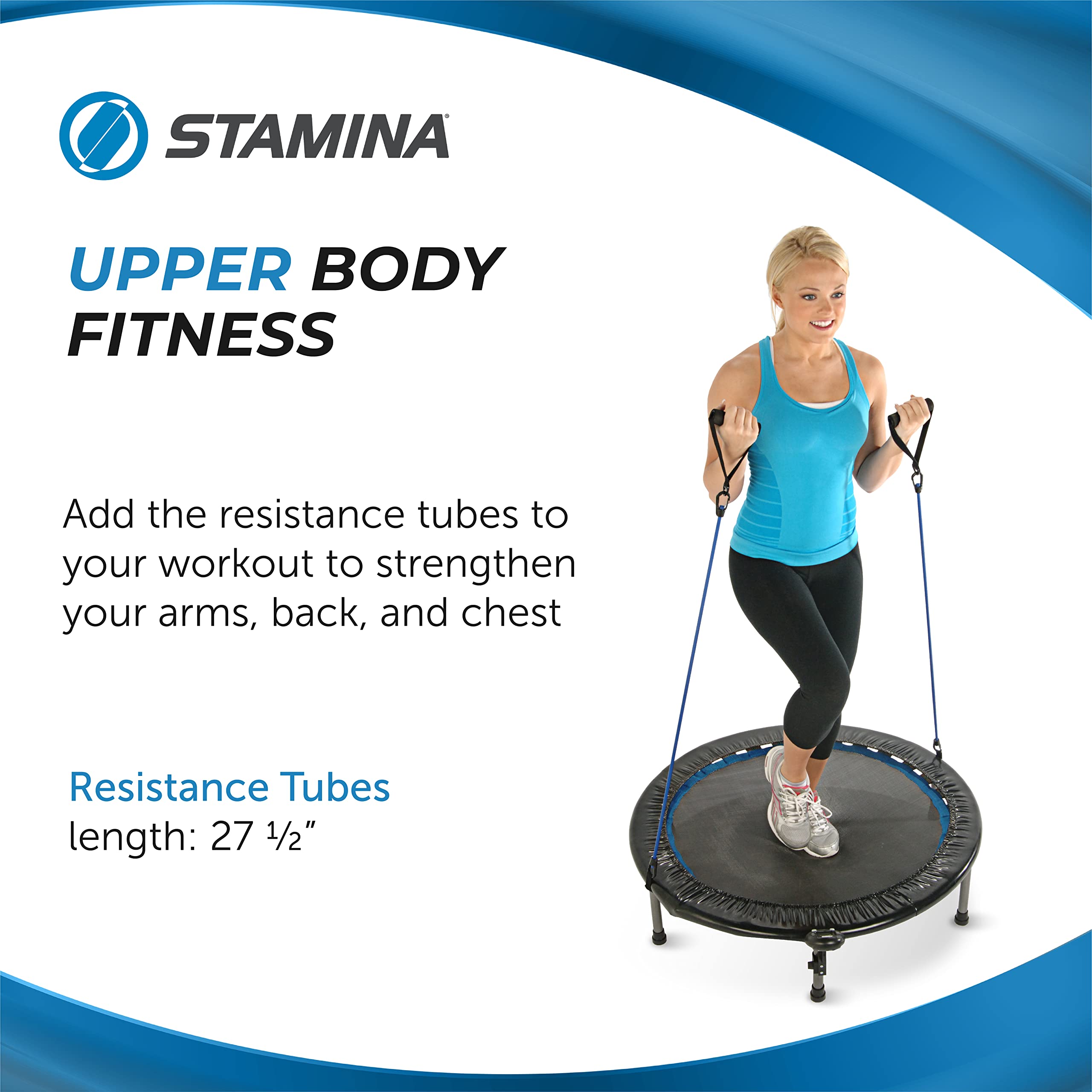 Stamina Folding Trampoline with Smart Workout App, Black - Portable Fitness Rebounder for Home Gym, Cardio & Strength Training, Jumping Exercise Equipment