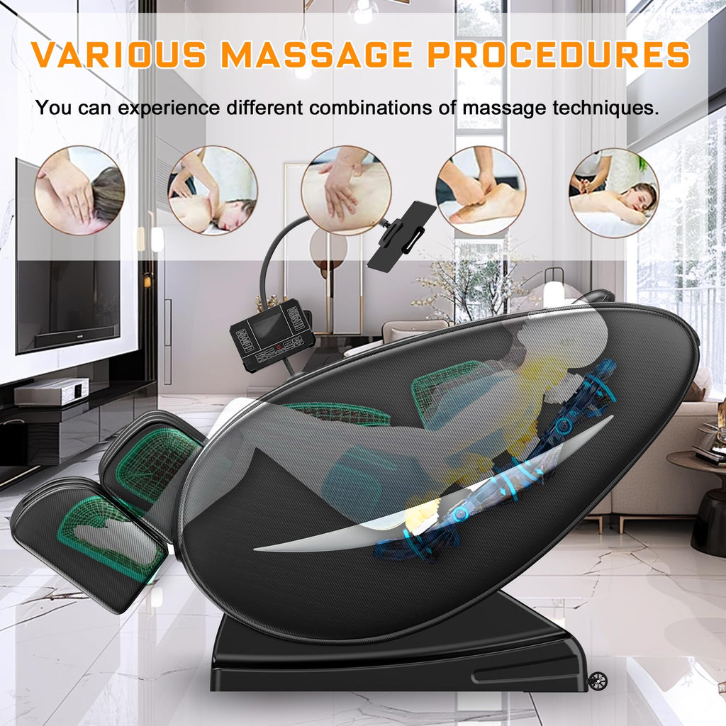2026 Massage Chair Full Body, Zero Gravity Massage Chair with Auto Modes, Airbag Massage, 6 Fix Point Rollers, Foot Massage, Heating, Touch Screen Controller, Home Massage Chairs