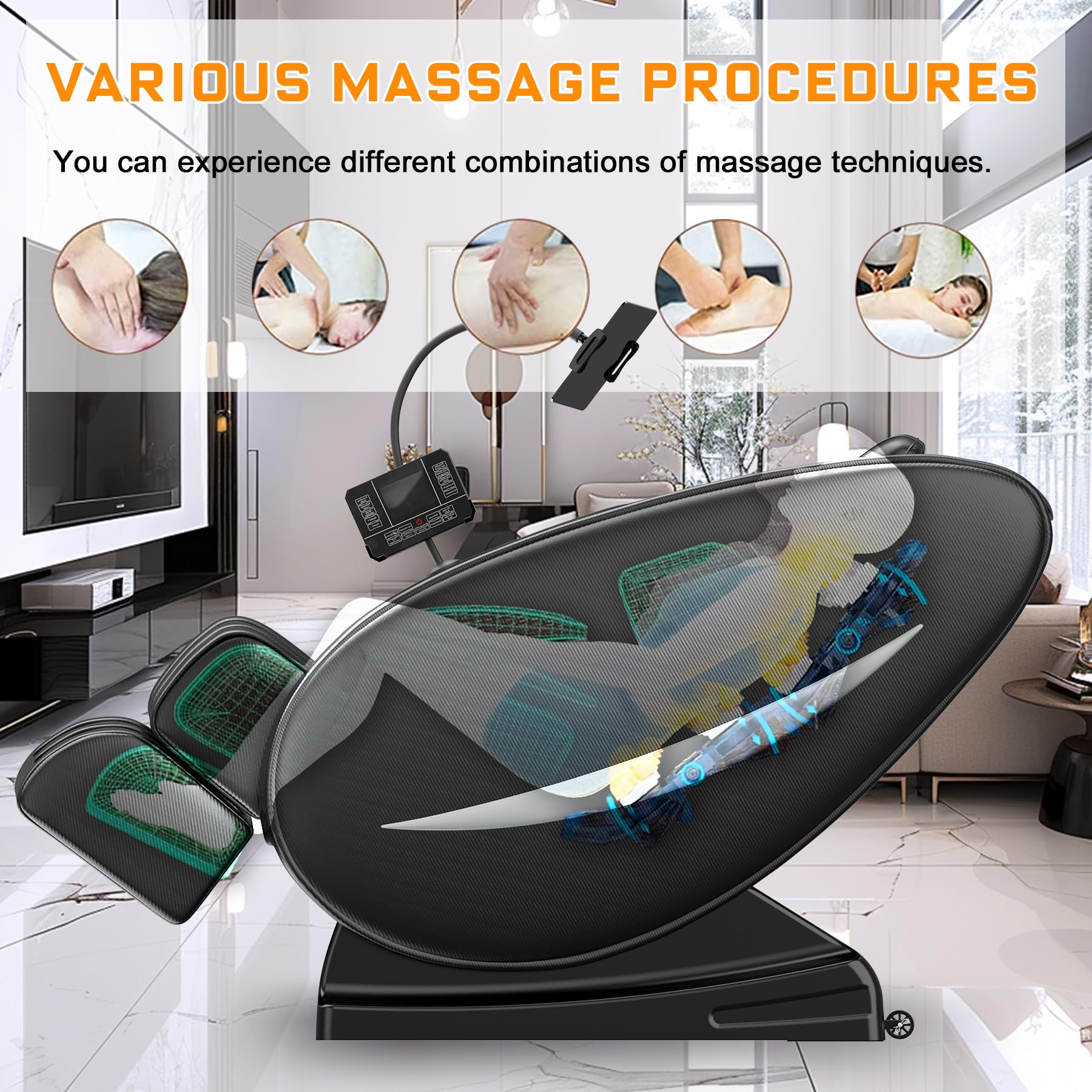2026 Massage Chair Full Body, Zero Gravity Massage Chair with Auto Modes, Airbag Massage, 6 Fix Point Rollers, Foot Massage, Heating, Touch Screen Controller, Home Massage Chairs