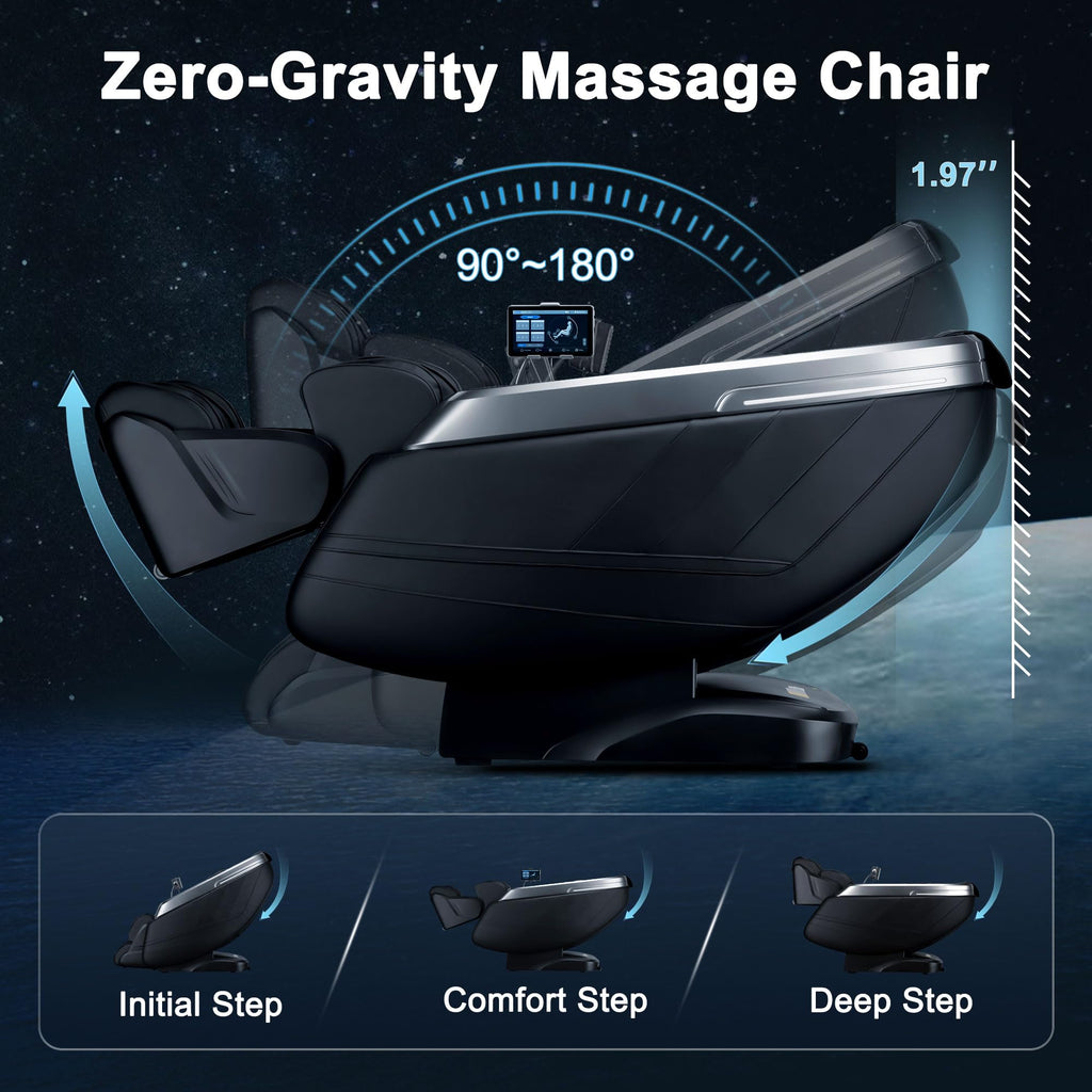 iBooMas True 4D Massage Chair, Deep Tissue Full Body Massage Chair with Adjustable 4D Pressure, AI Body Scan, 55" SL Track, Zero Gravity Recliner, Powered Leg Extension, 3-Level Heat, Black