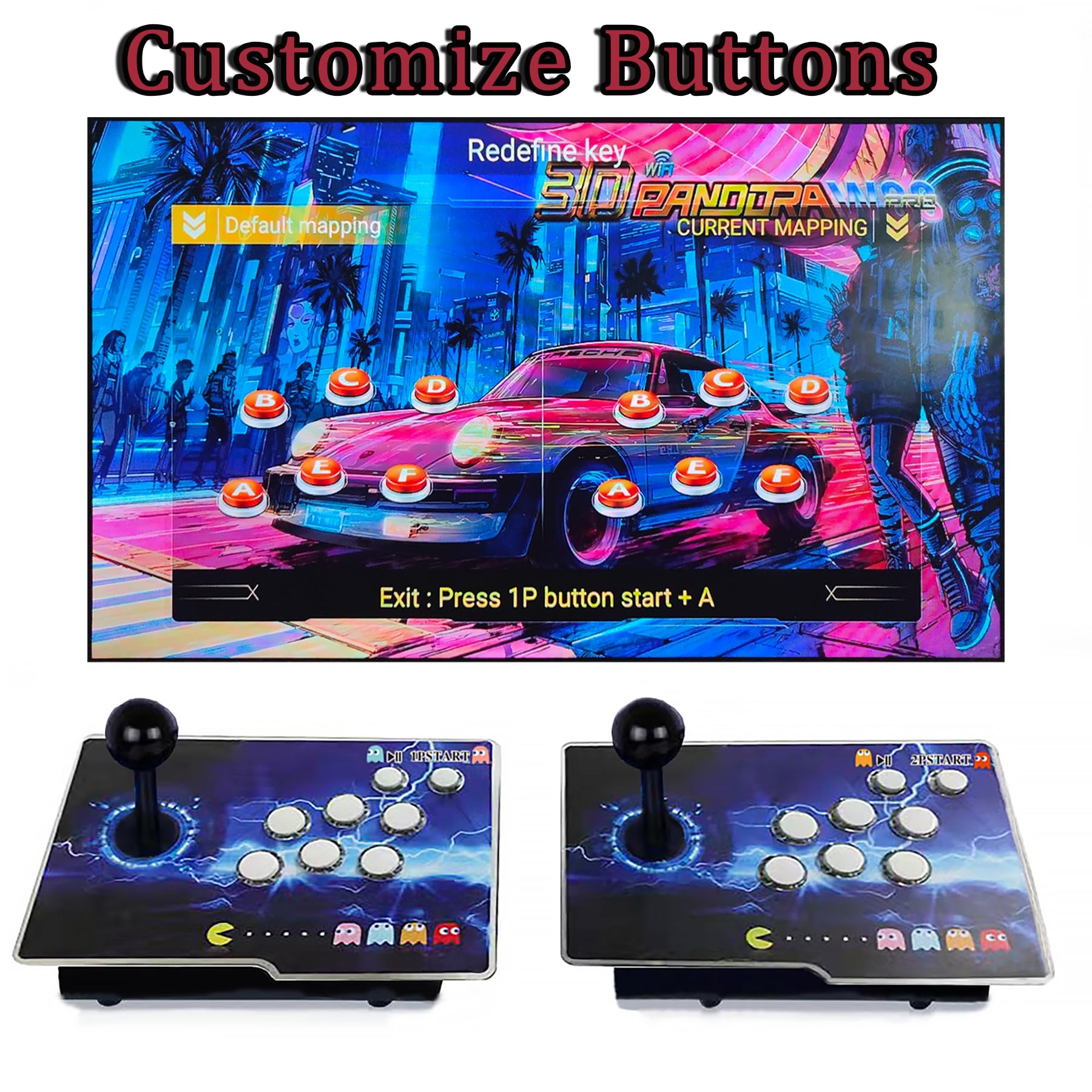 RegiisJoy 36800 in 1 Arcade Game Console Pandoras W88 Pro WiFi Function Game Machine for PC & Projector & TV, 2-4 Players, 1280X720, 3D Games, Search/Hide/Save/Load/Pause Games, Favorite List