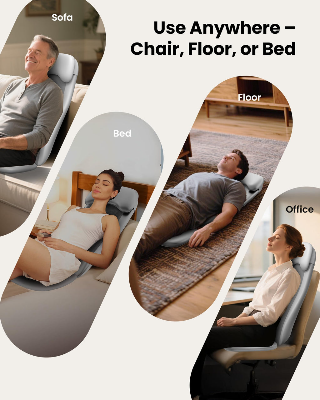 COMFIER Massager Chair with Heat, Shiatsu Neck Back Massager Portable with Compression & Rolling,Massage Chair Pad for Neck & Back for Muscle Tension Relief, Father Day Gift