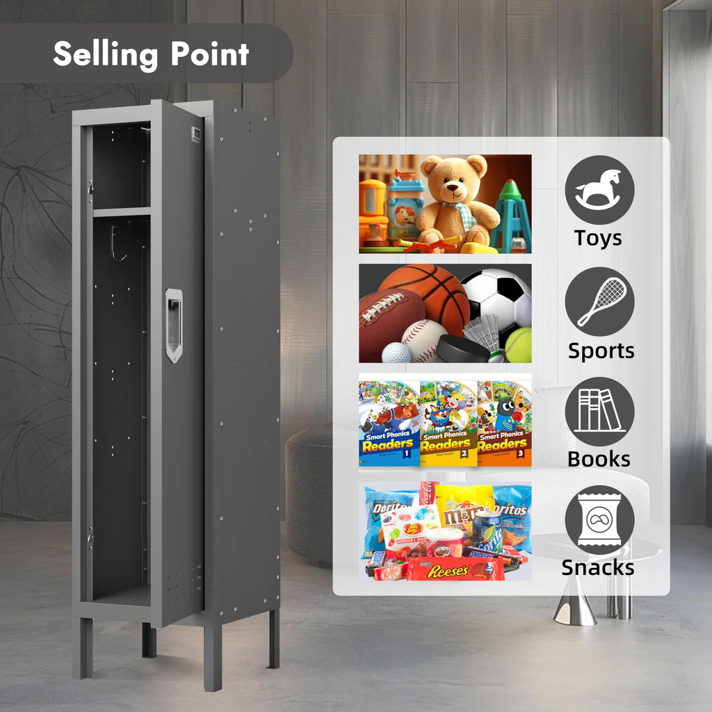 BUTISOW Metal Lockers - 66" Height Steel Lockers for Employees with 5 Door Storage Locker with Card Slot for Employees Gym School Home Office Garage - Assembly Required