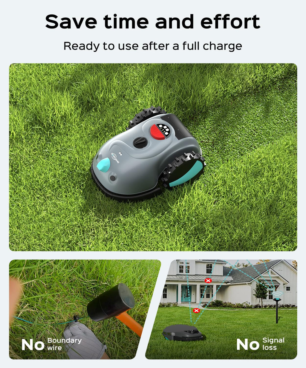 YARDCARE V100 Robot Lawn Mower with HD Vision Navigation, Smart Obstacle Detection, Collision Sensors, Adjustable Cutting Height, Low-Noise Operation—Perfect for Small Lawns up to 1,600 sq ft.