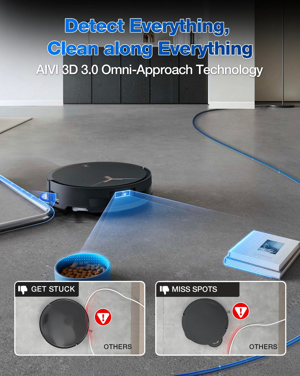 ECOVACS DEEBOT T30S AI Care Robot Vacuum and Mop, 11000Pa, TruEdge Adaptive Edge Mopping, ZeroTangle, AI Instant Re-mop, Hot Water Mop Washing, Self-Emptying & Refilling, Obstacle Avoidance