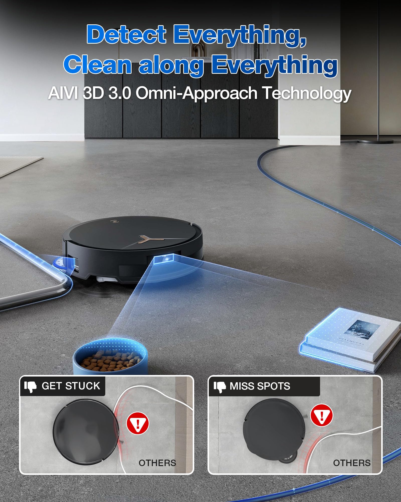 ECOVACS DEEBOT T30S AI Care Robot Vacuum and Mop, 11000Pa, TruEdge Adaptive Edge Mopping, ZeroTangle, AI Instant Re-mop, Hot Water Mop Washing, Self-Emptying & Refilling, Obstacle Avoidance