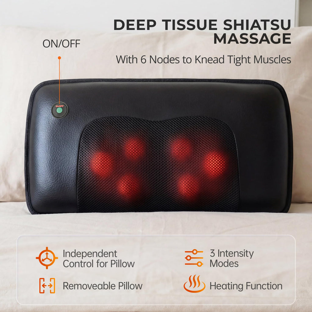 Shiatsu Full Body Massage Mat with Heat, Detachable Massager Pad, 10 Vibrating Motors, Deep Tissue Pain Relief for Back, Neck & Legs - Relaxation at Home or Office, Fathers Day Dad Gifts