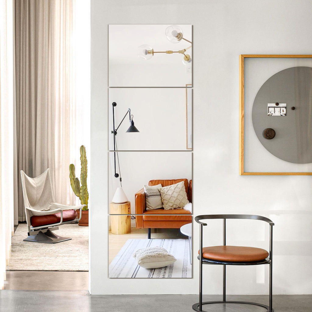 TRAHOME Wall Mirror Tiles, 16"x12"x12PCS Full Length Home Gym Mirror for Garage, Bedroom, Living Room, Over The Door