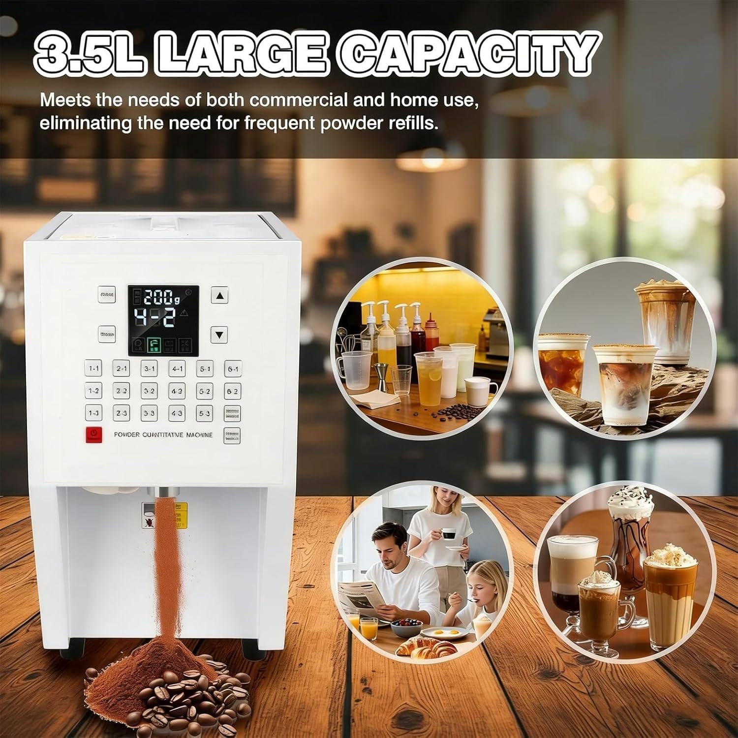 Commercial Matcha Coffee Powder Dispenser, Electric Automatic Quantitative Dispensing Machine with 17 Memory Buttons,for Protein Powder,Creamer, Fruit Flour and Milk Tea Raw Materials