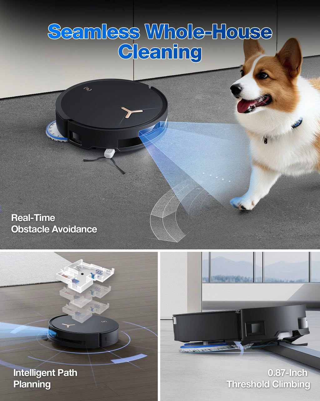 ECOVACS DEEBOT T30S AI Care Robot Vacuum and Mop, 11000Pa, TruEdge Adaptive Edge Mopping, ZeroTangle, AI Instant Re-mop, Hot Water Mop Washing, Self-Emptying & Refilling, Obstacle Avoidance